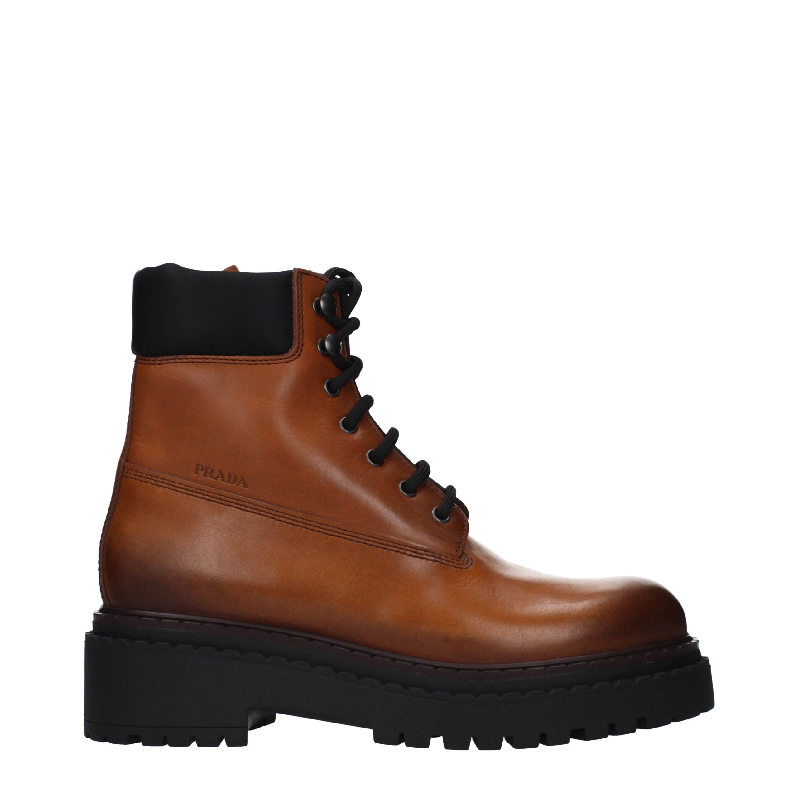Prada Brown Leather Ankle Women's Boots