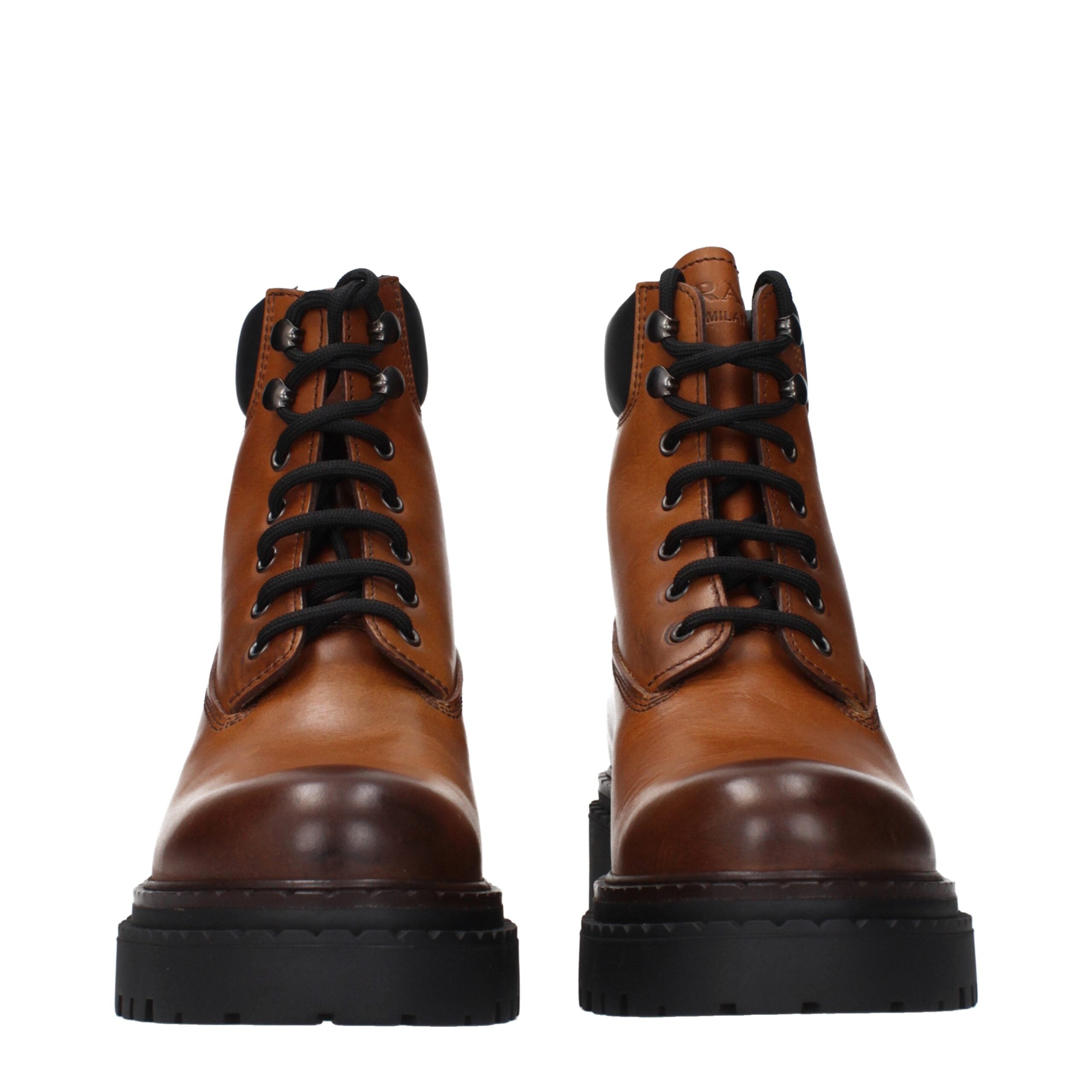 Prada Brown Leather Ankle Women's Boots