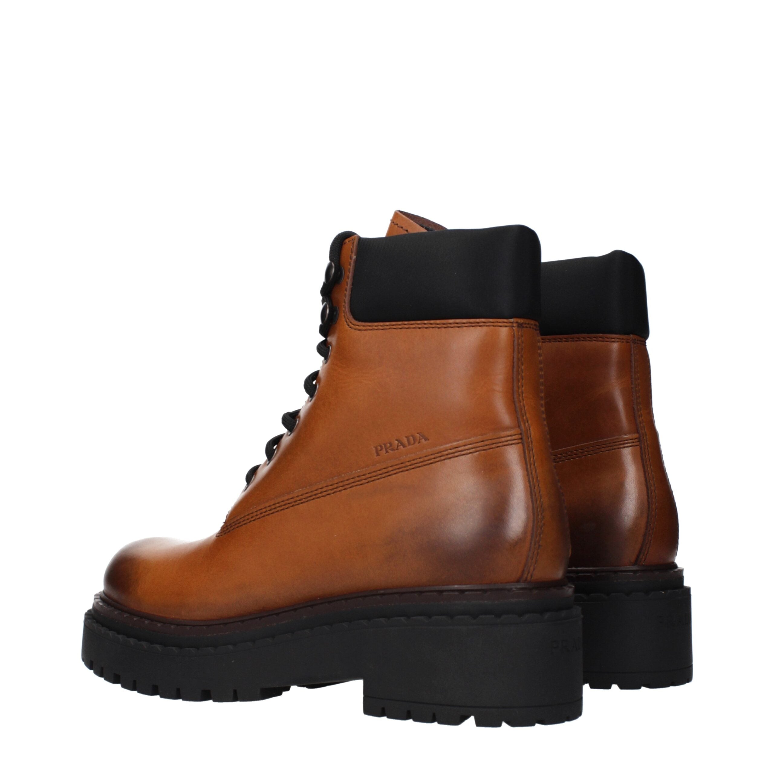 Prada Brown Leather Ankle Women's Boots