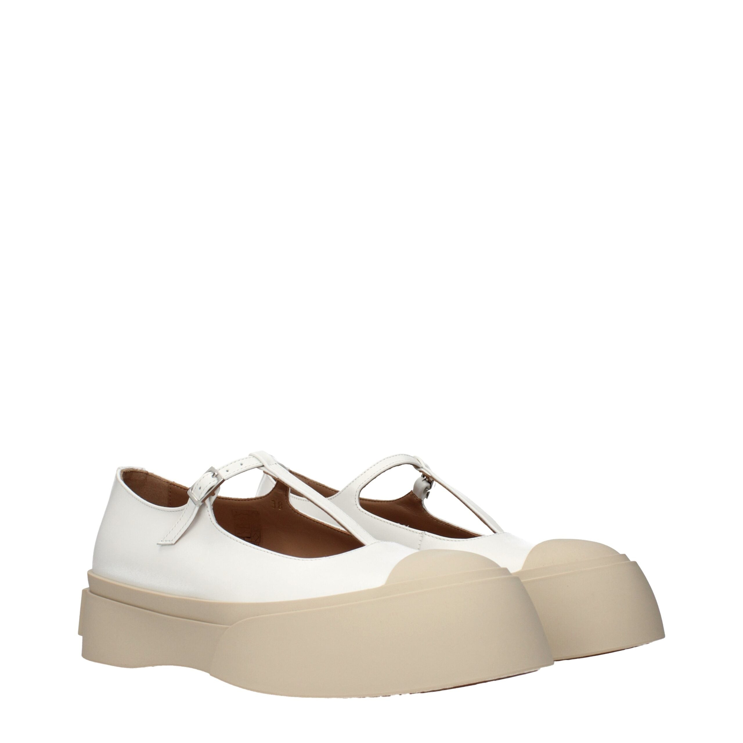 Marni White Leather Slip-On Women's Loafers