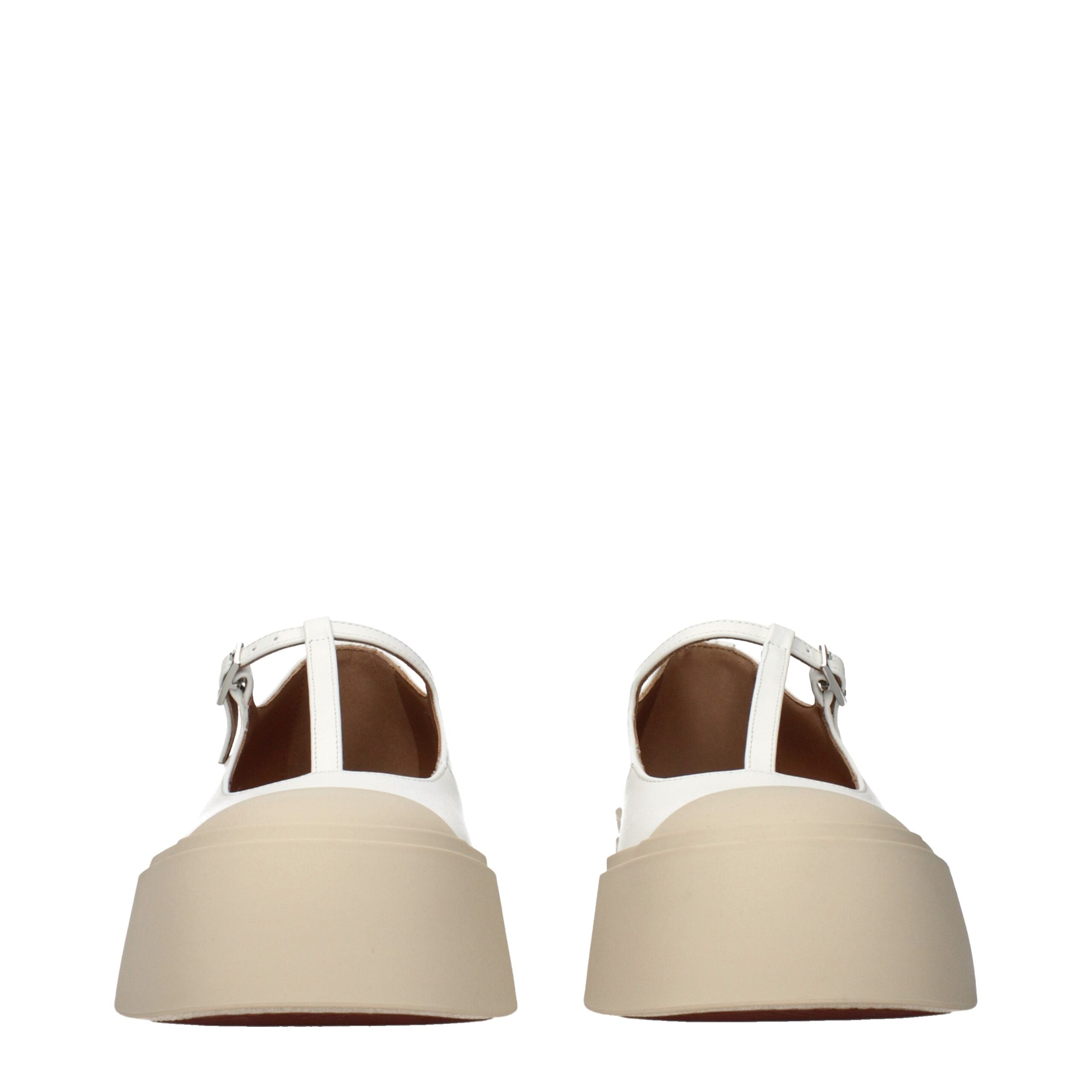 Marni White Leather Slip-On Women's Loafers