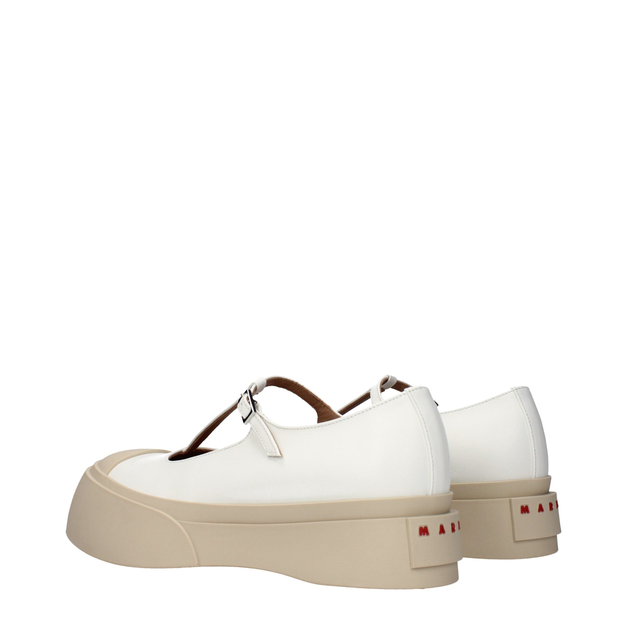 Marni White Leather Slip-On Women's Loafers