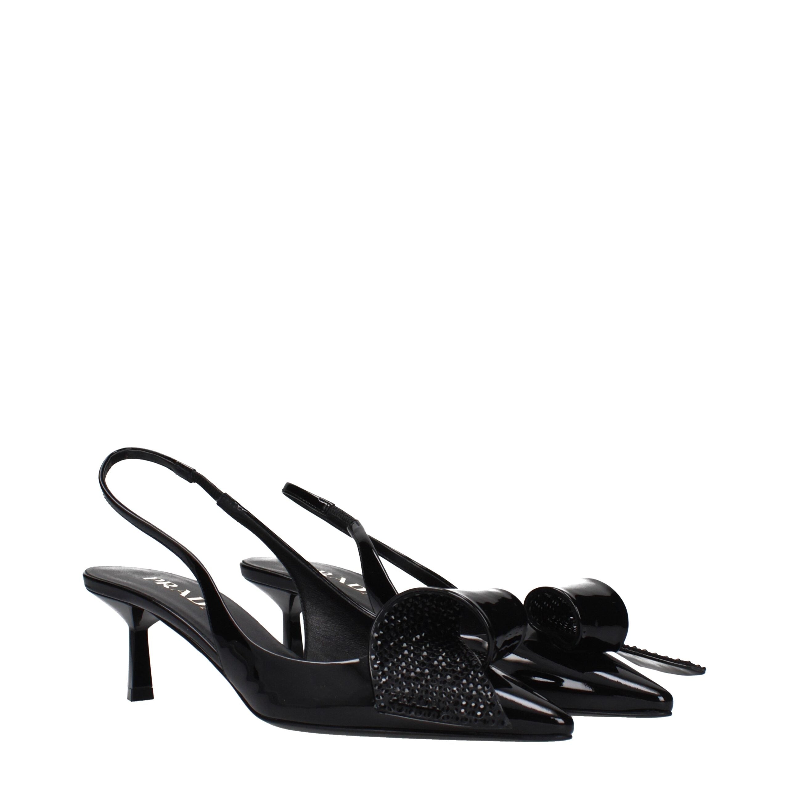 Prada Black Leather Stiletto Heel Women's Sandals
