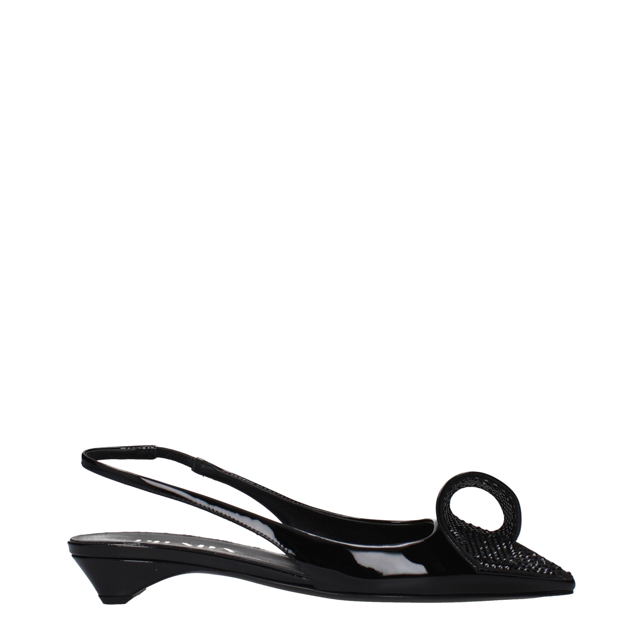 Prada Black Leather Flat Women's Sandals