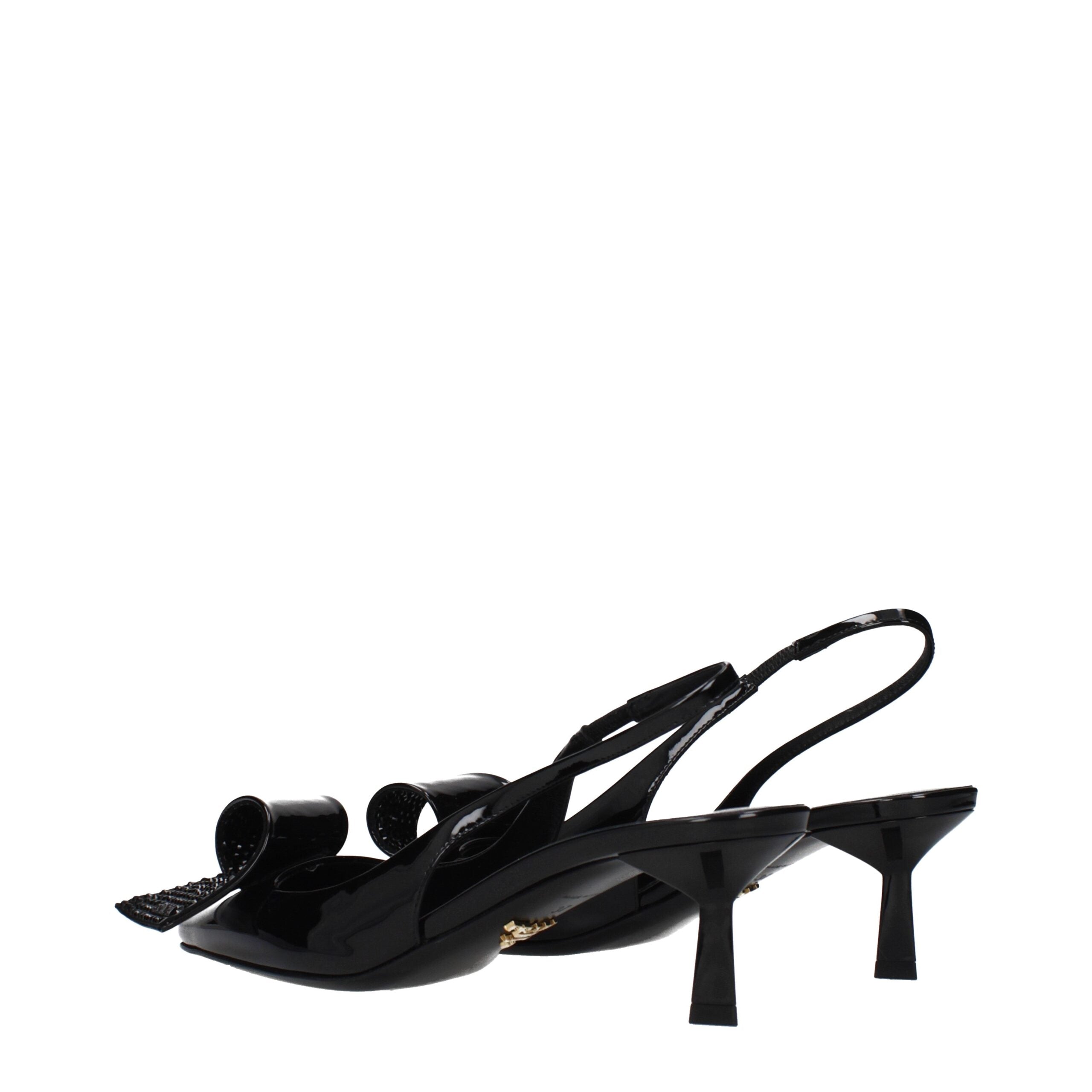 Prada Black Leather Stiletto Heel Women's Sandals