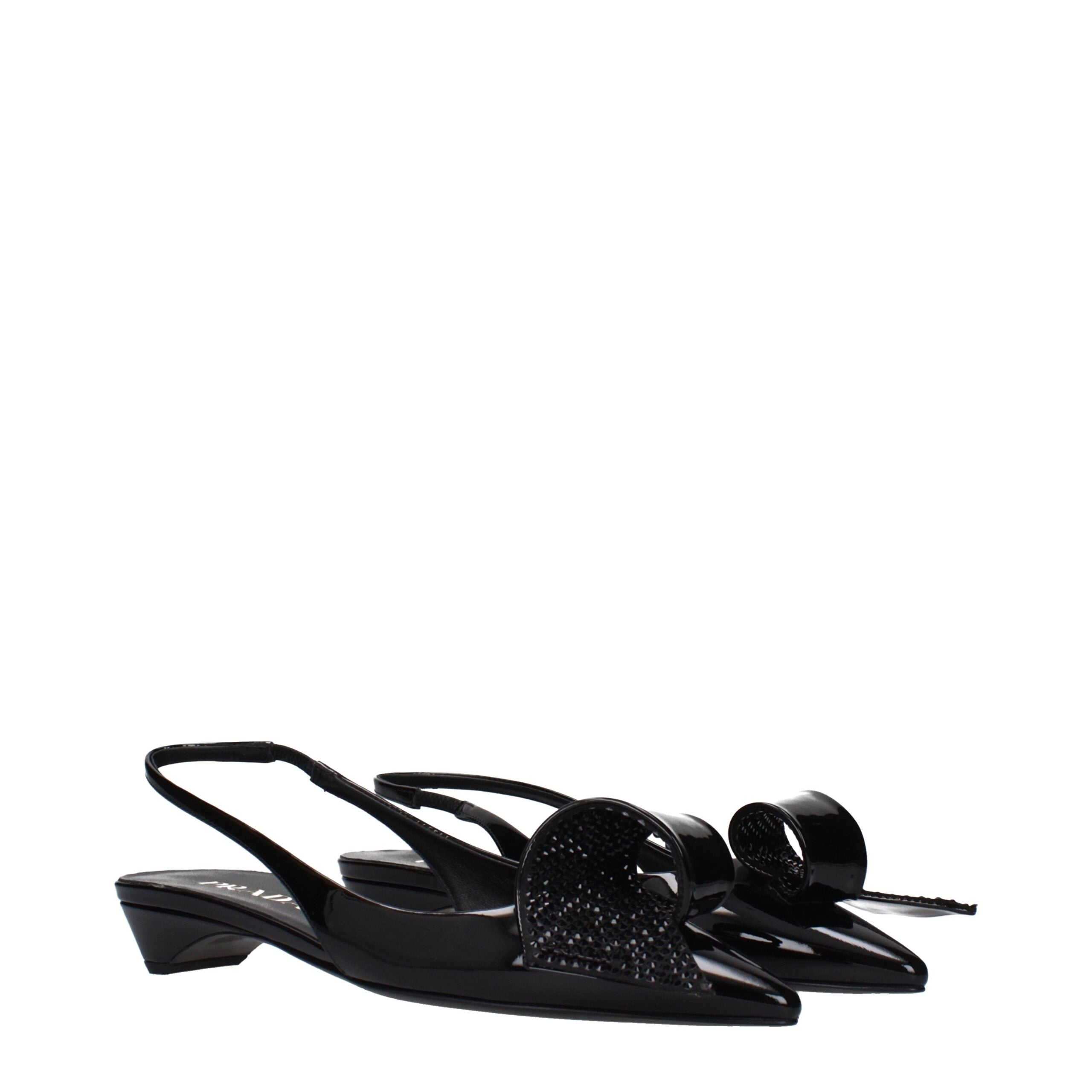 Prada Black Leather Flat Women's Sandals