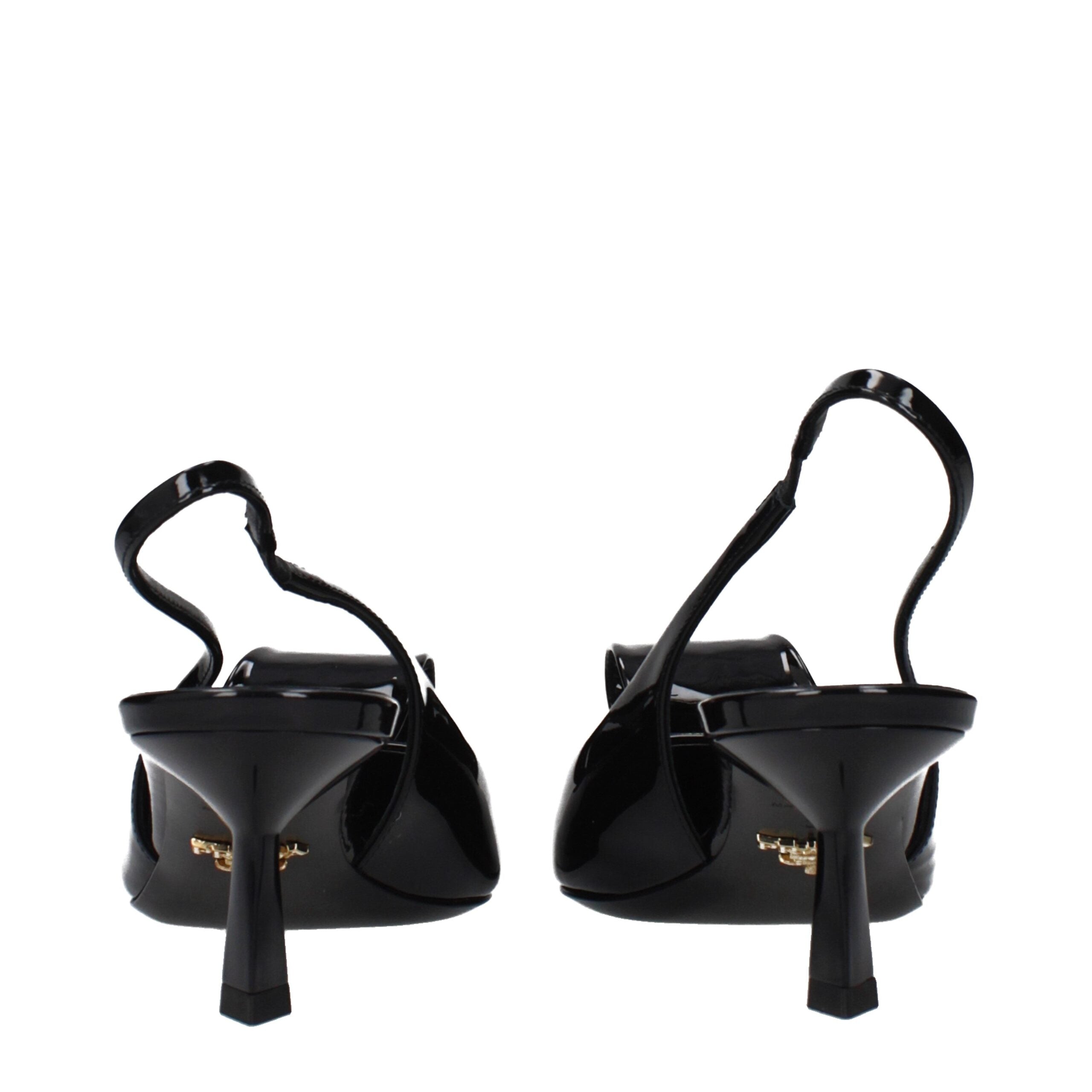 Prada Black Leather Stiletto Heel Women's Sandals