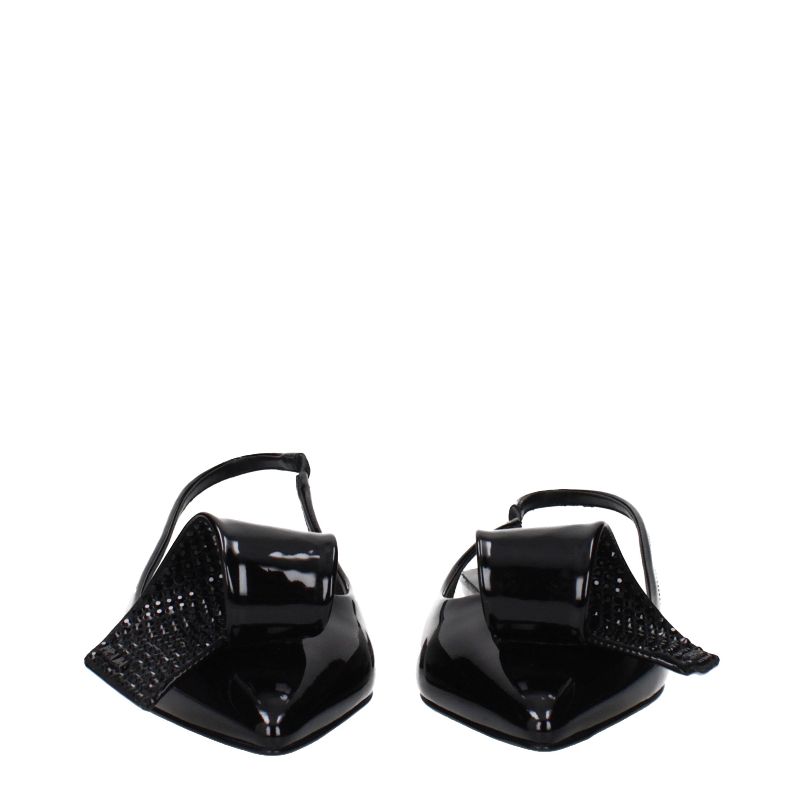 Prada Black Leather Flat Women's Sandals