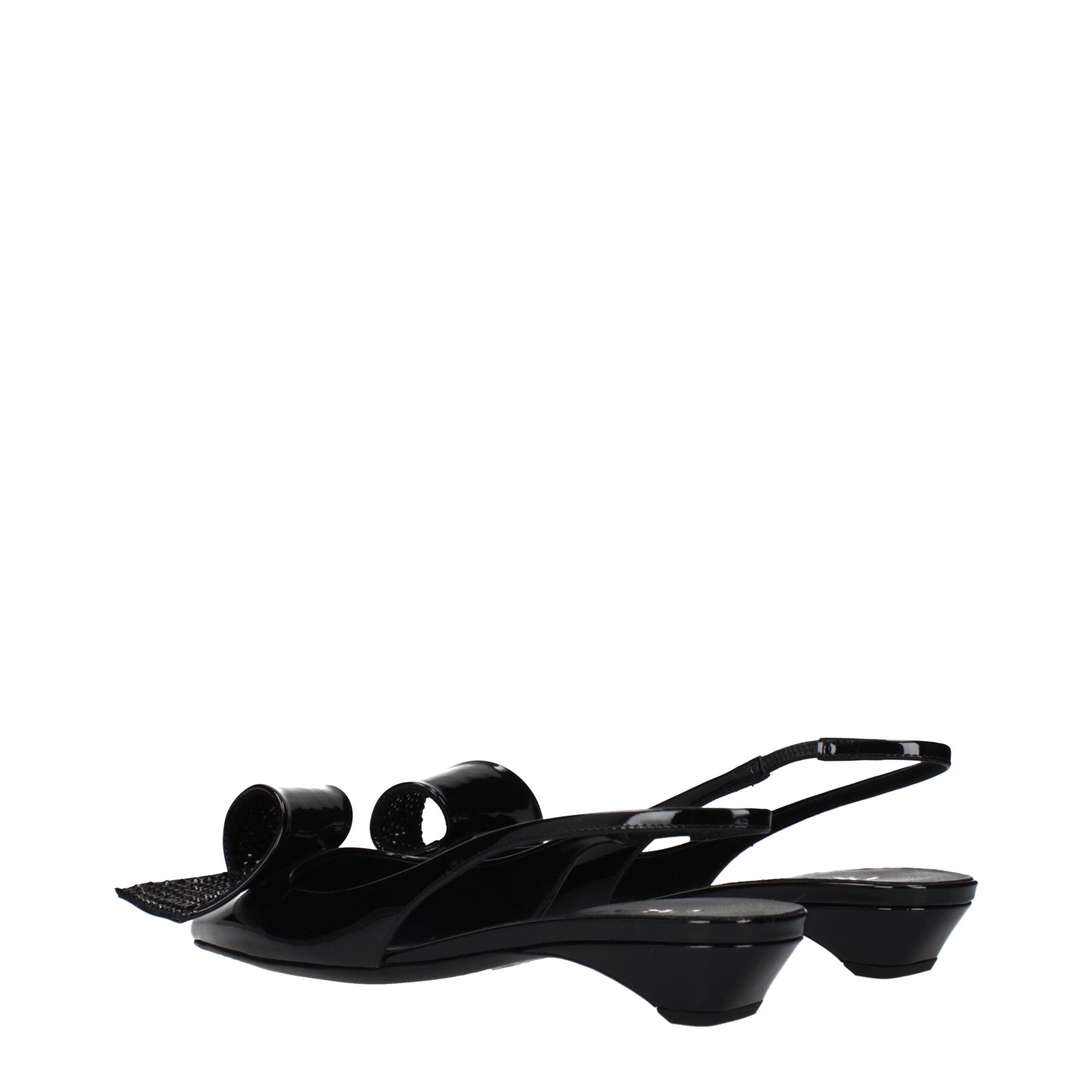 Prada Black Leather Flat Women's Sandals