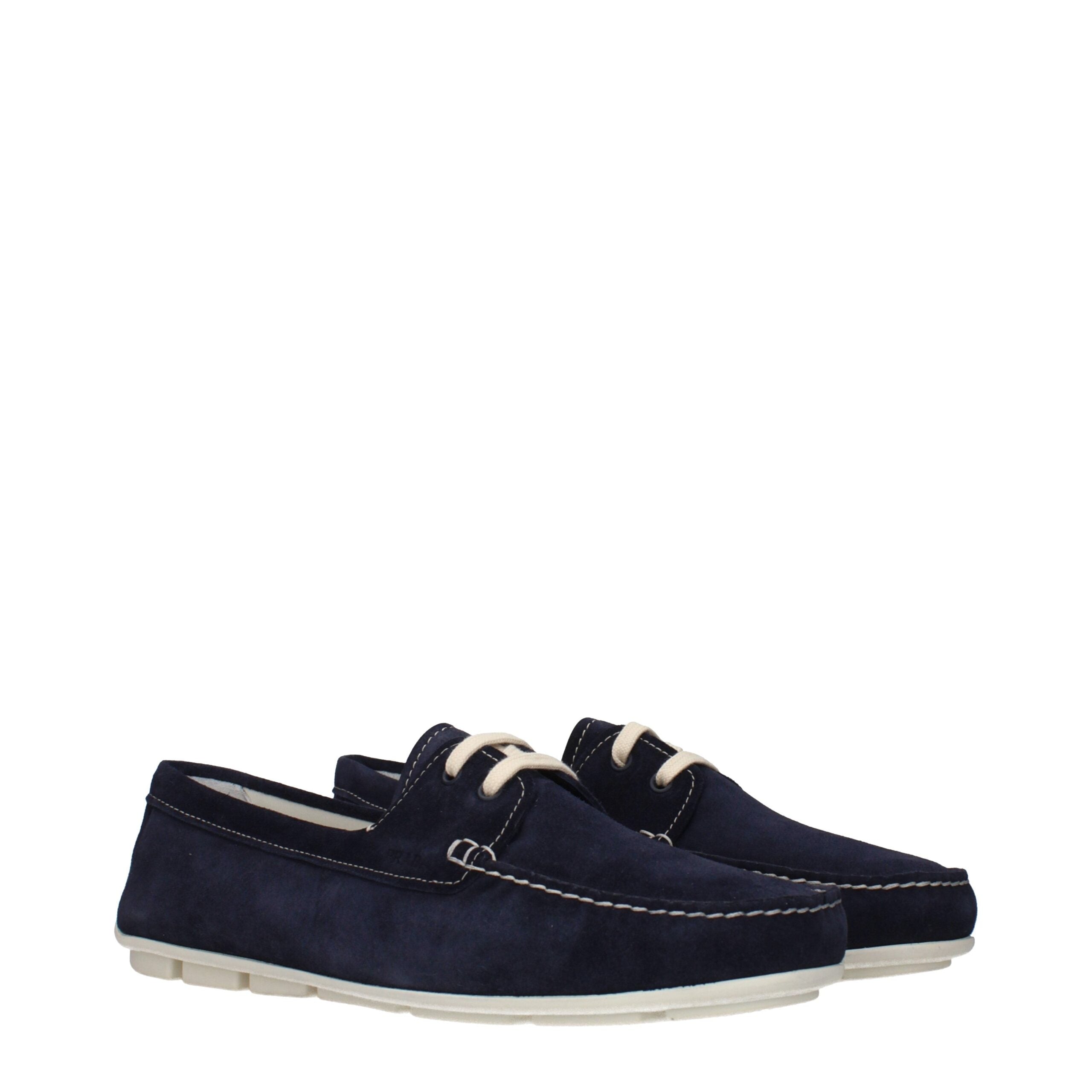 Prada Blue Leather Slip-On Women's Loafers