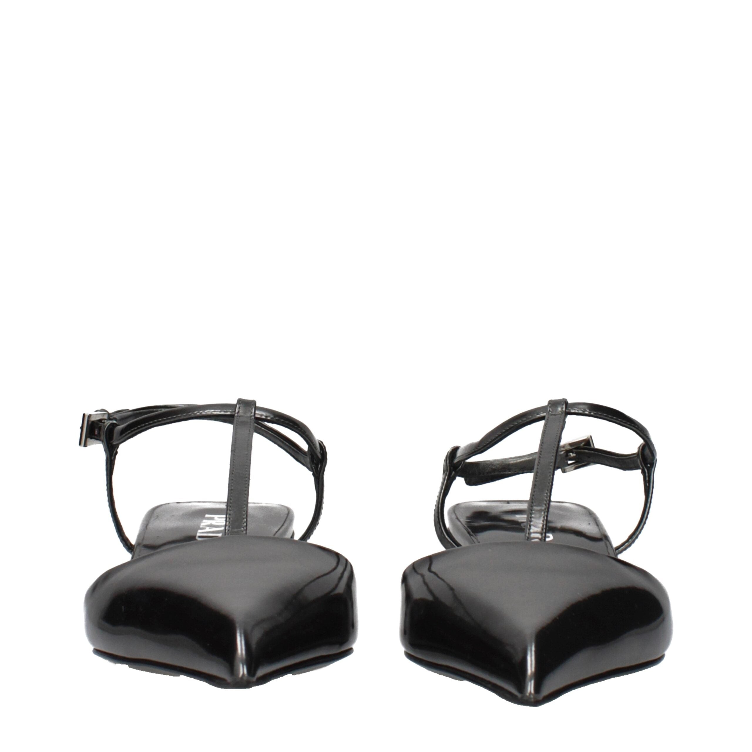 Prada Gray Leather Flat Women's Sandals
