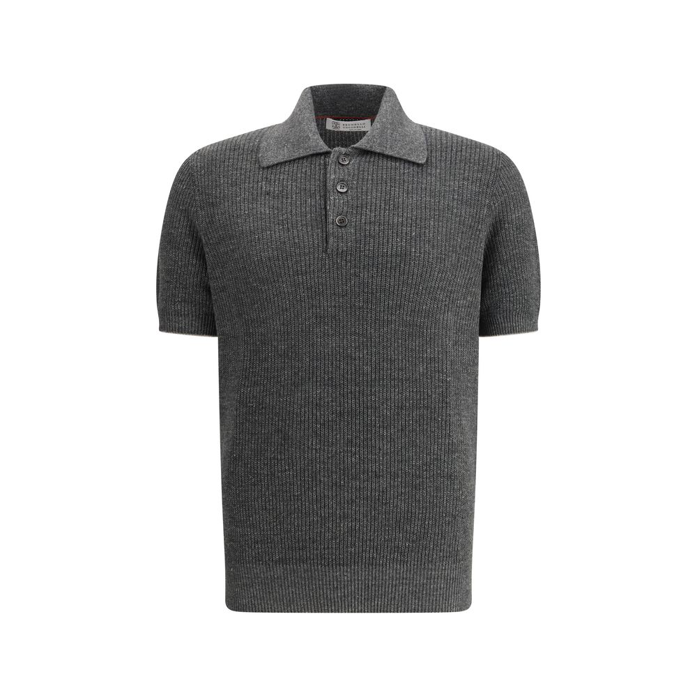 Brunello Cucinelli Gray Cotton Polo Men's Shirt