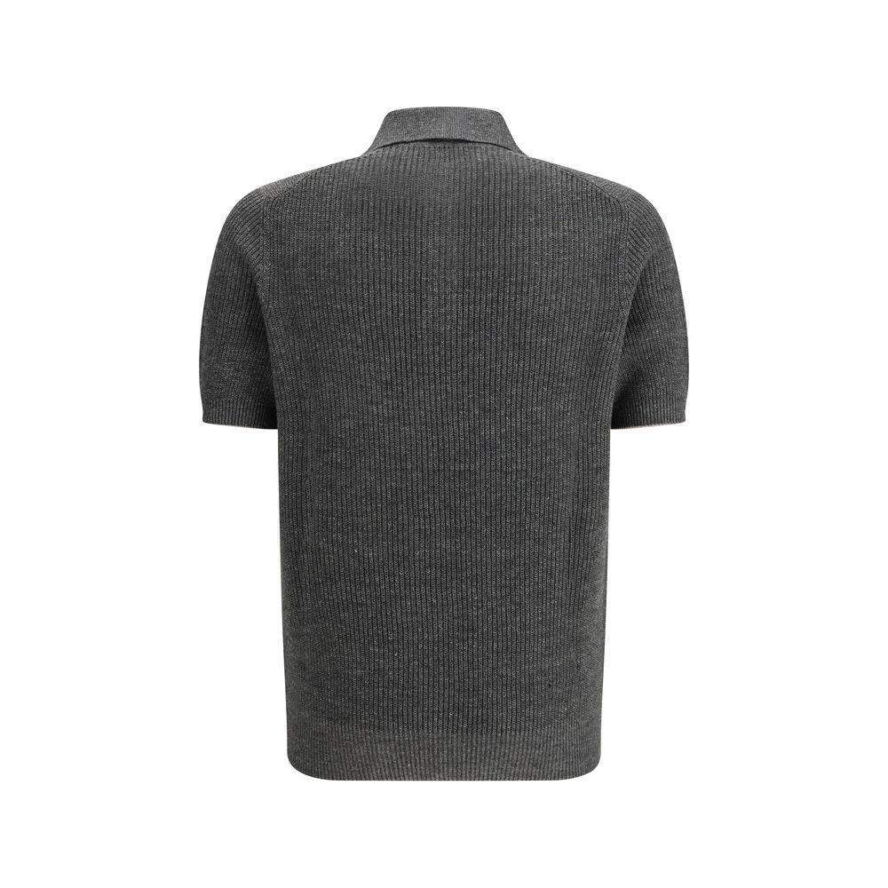 Brunello Cucinelli Gray Cotton Polo Men's Shirt