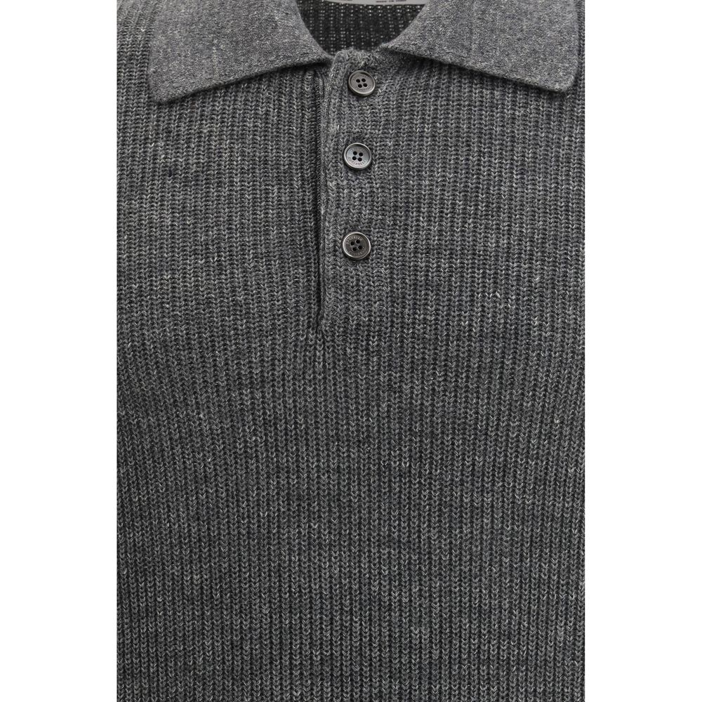 Brunello Cucinelli Gray Cotton Polo Men's Shirt