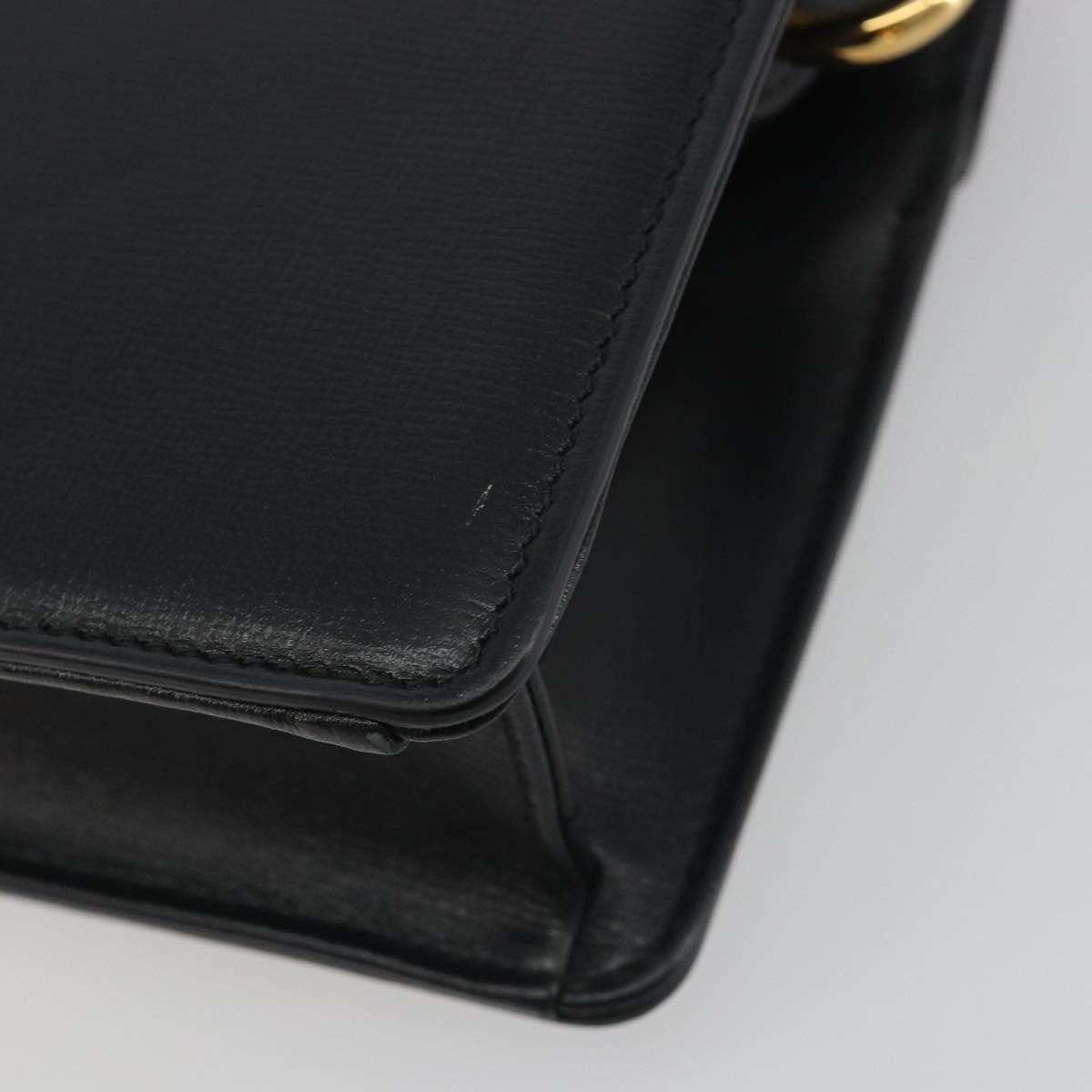 Gucci Gg Ring Leather Black Leather Shoulder Bag Bag (Pre-Owned)