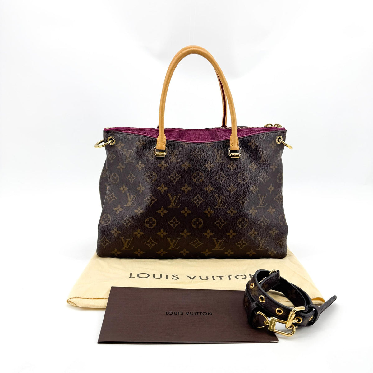Louis Vuitton Pallas Monogram Canvas With Leather Brown Canvas Tote Bag Bag (Pre-Owned)