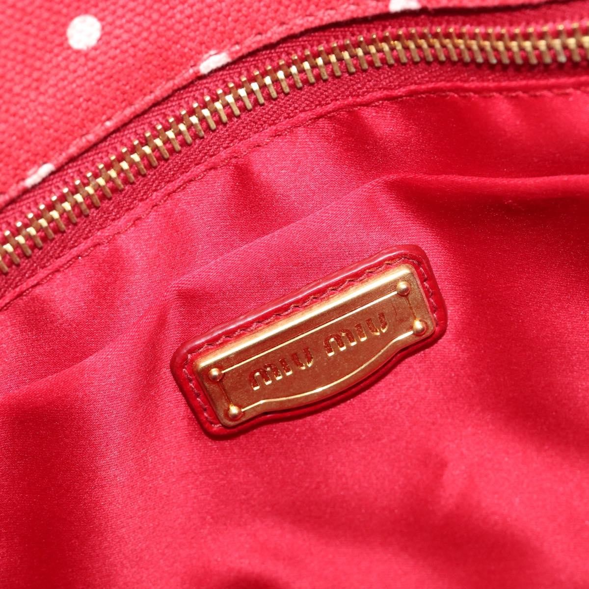 Miu Miu Beau Top Handle Leather Red Canvas Handbag (Pre-Owned)