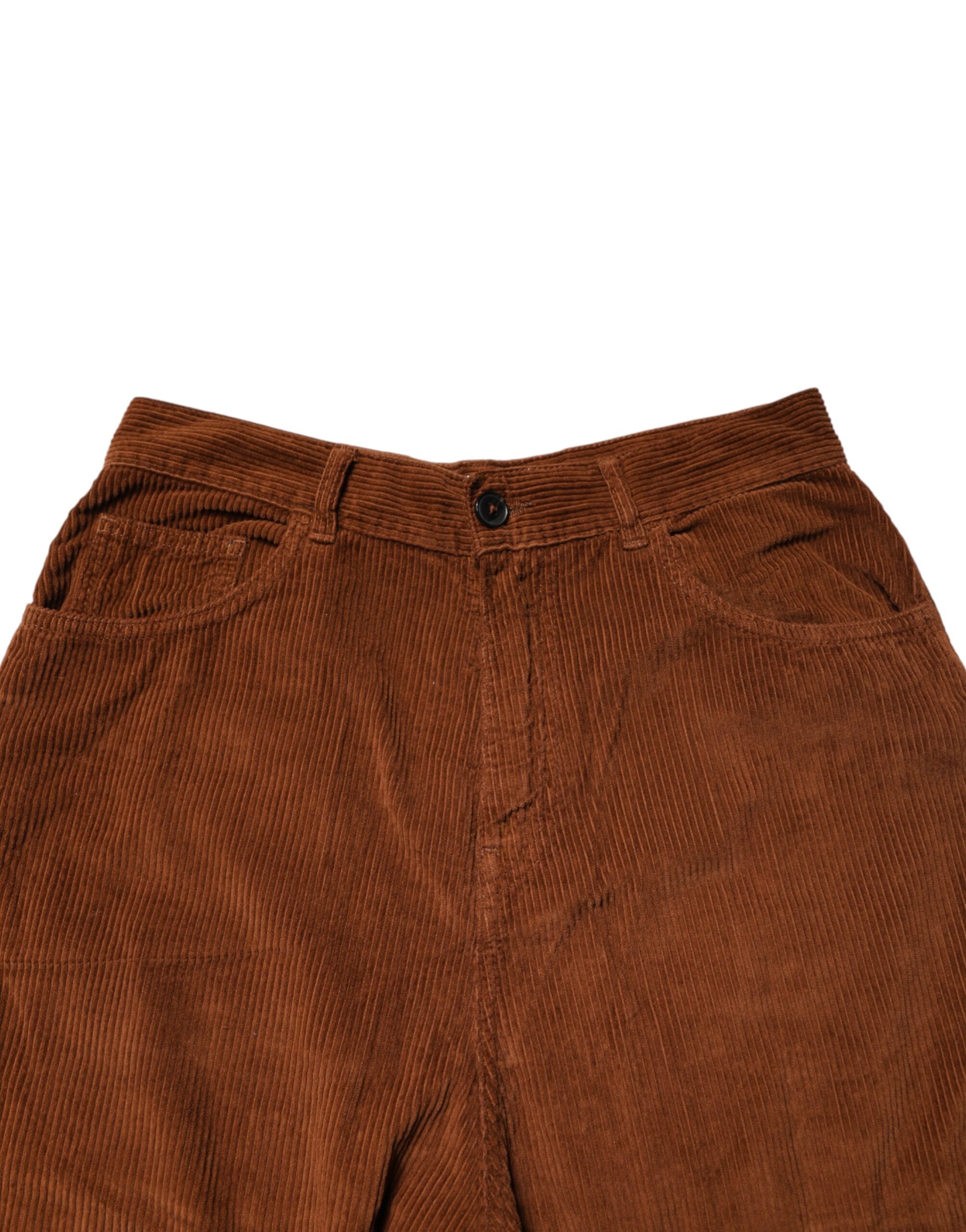 Jucca Brown Wide Leg High Waist Corduroy Denim Trouser Women's Jeans