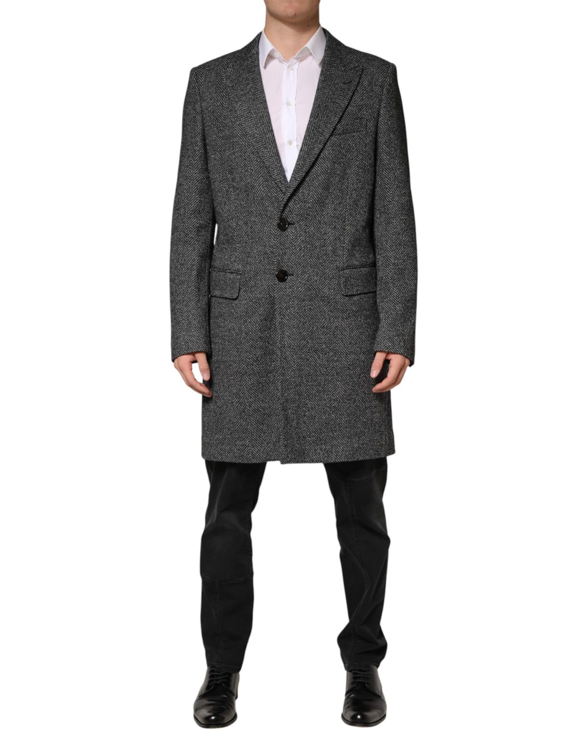 Dolce & Gabbana Gray Wool Blend Long Trench Coat Men Men's Jacket
