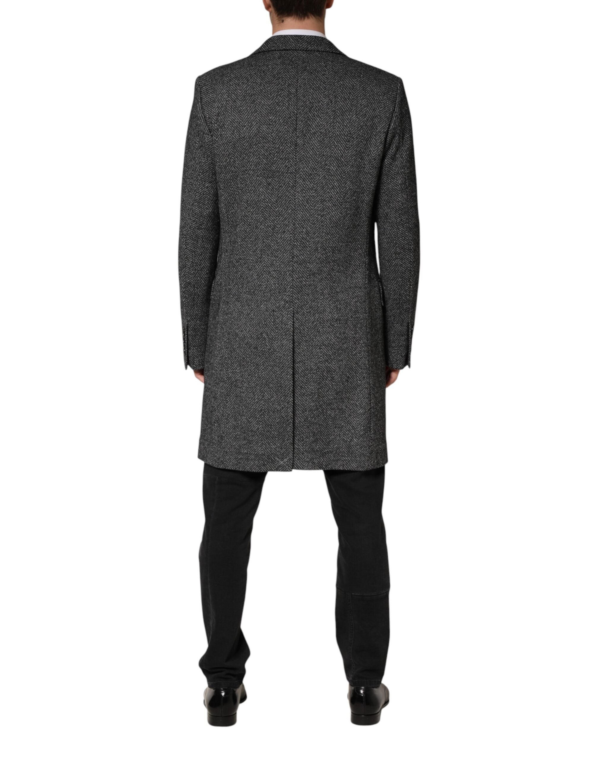 Dolce & Gabbana Gray Wool Blend Long Trench Coat Men Men's Jacket