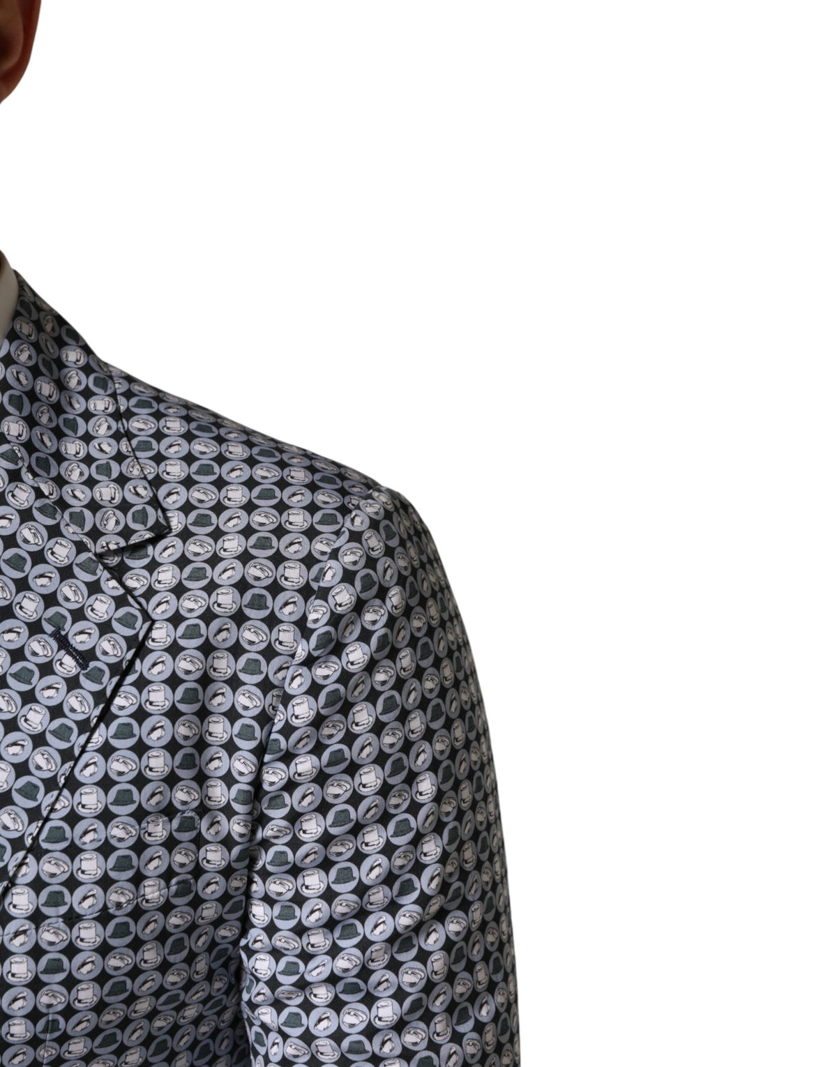 Dolce & Gabbana Blue Cotton Patterned Single Breasted Men's Blazer