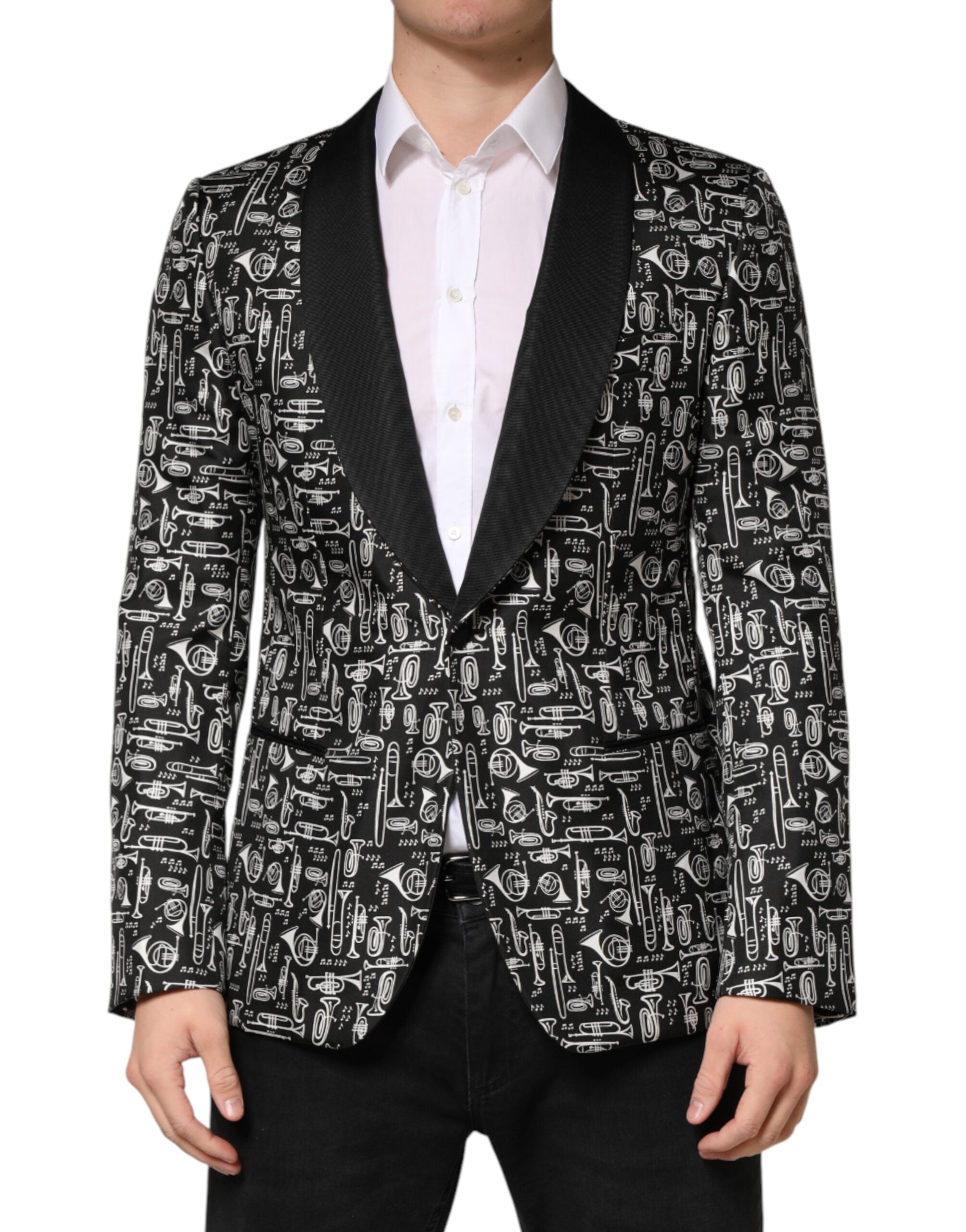 Dolce & Gabbana Black Jazz Club Silk Single Breasted Men's Blazer
