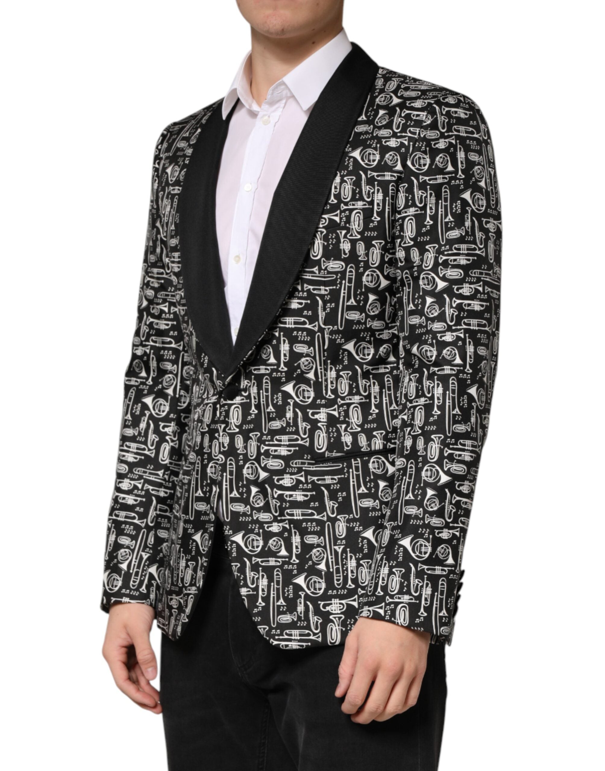 Dolce & Gabbana Black Jazz Club Silk Single Breasted Men's Blazer