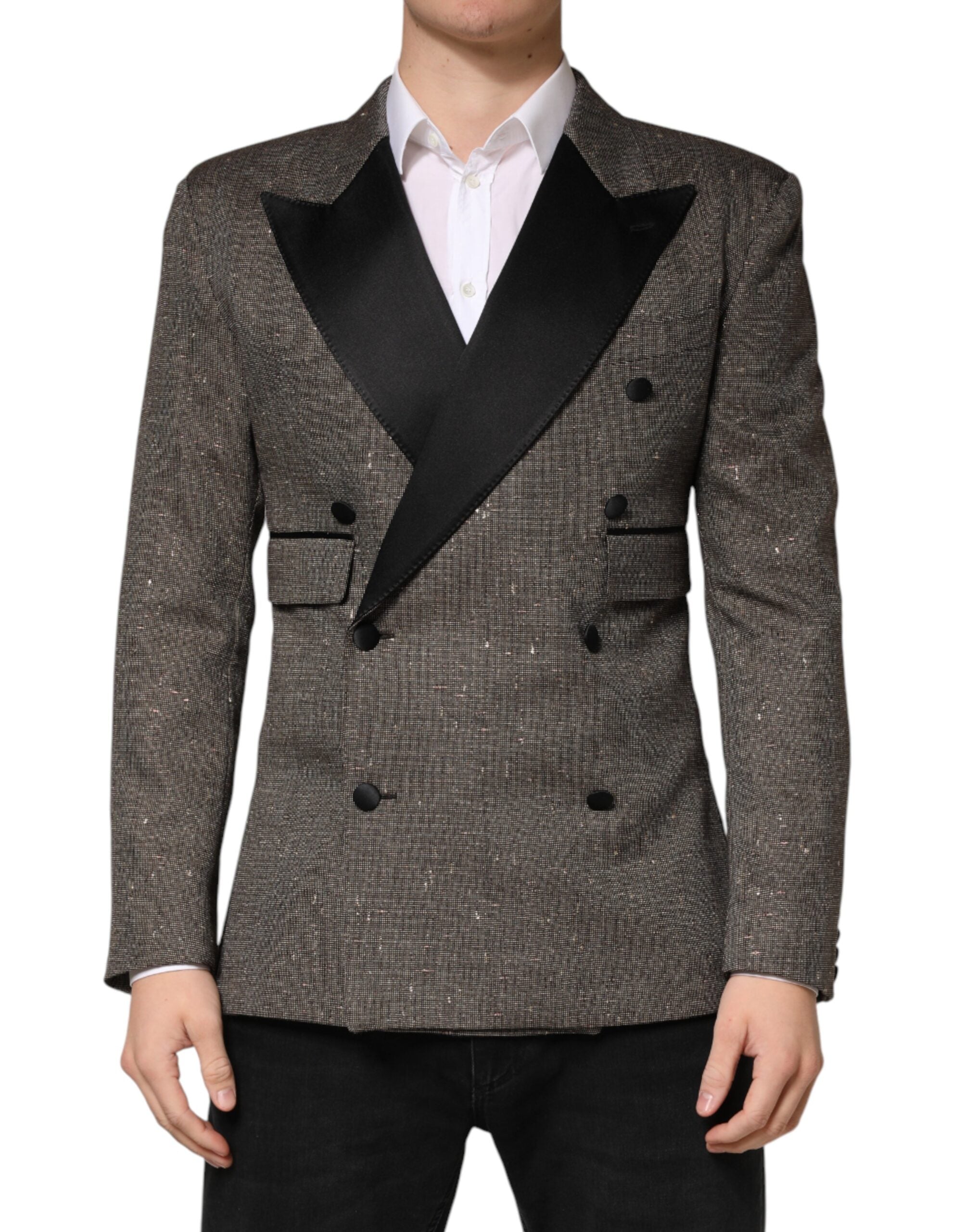 Dolce & Gabbana Gray Double Breasted 2 Button Jacket Men's Blazer