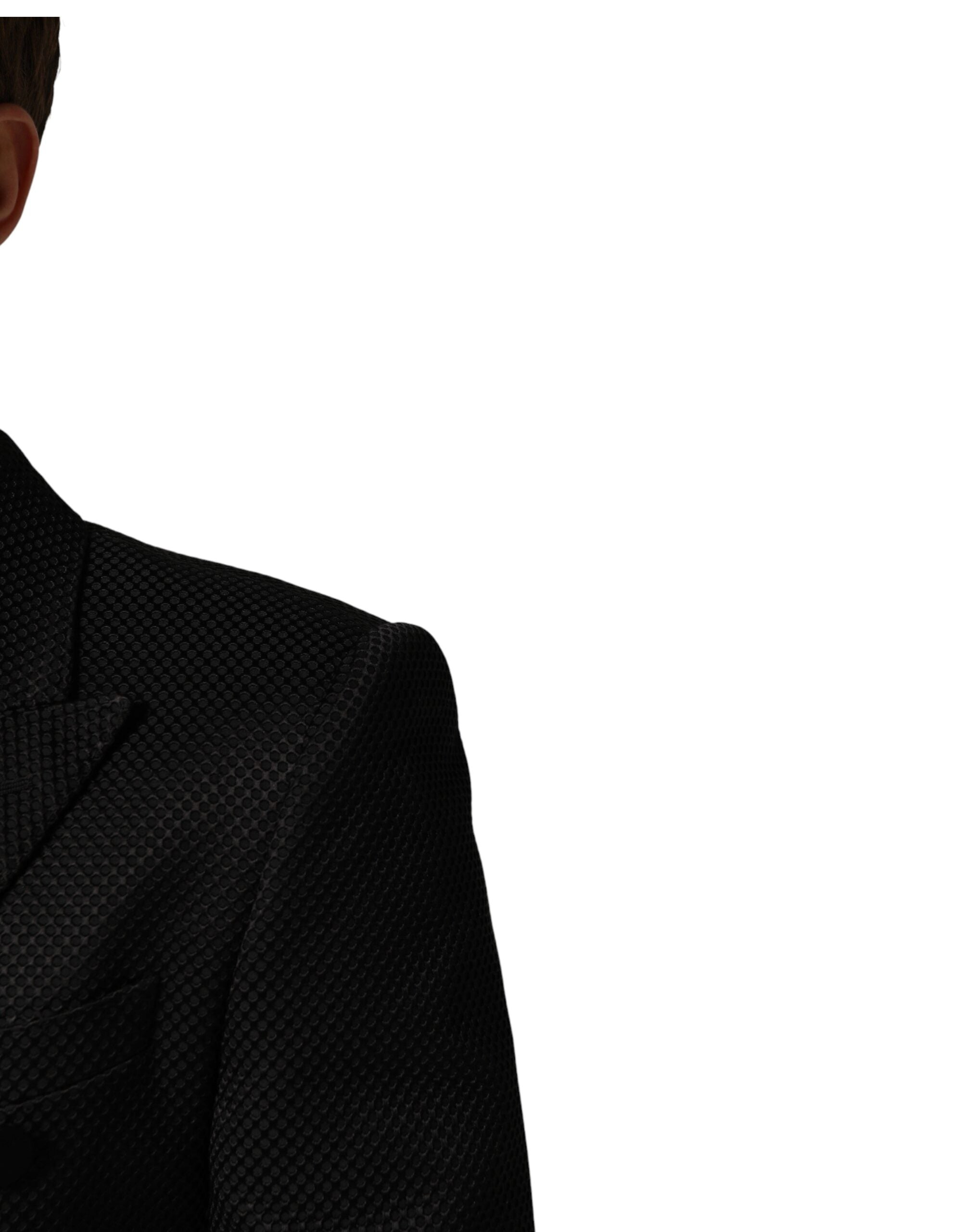 Dolce & Gabbana Black Cotton Double Breasted 2 Button Men's Blazer