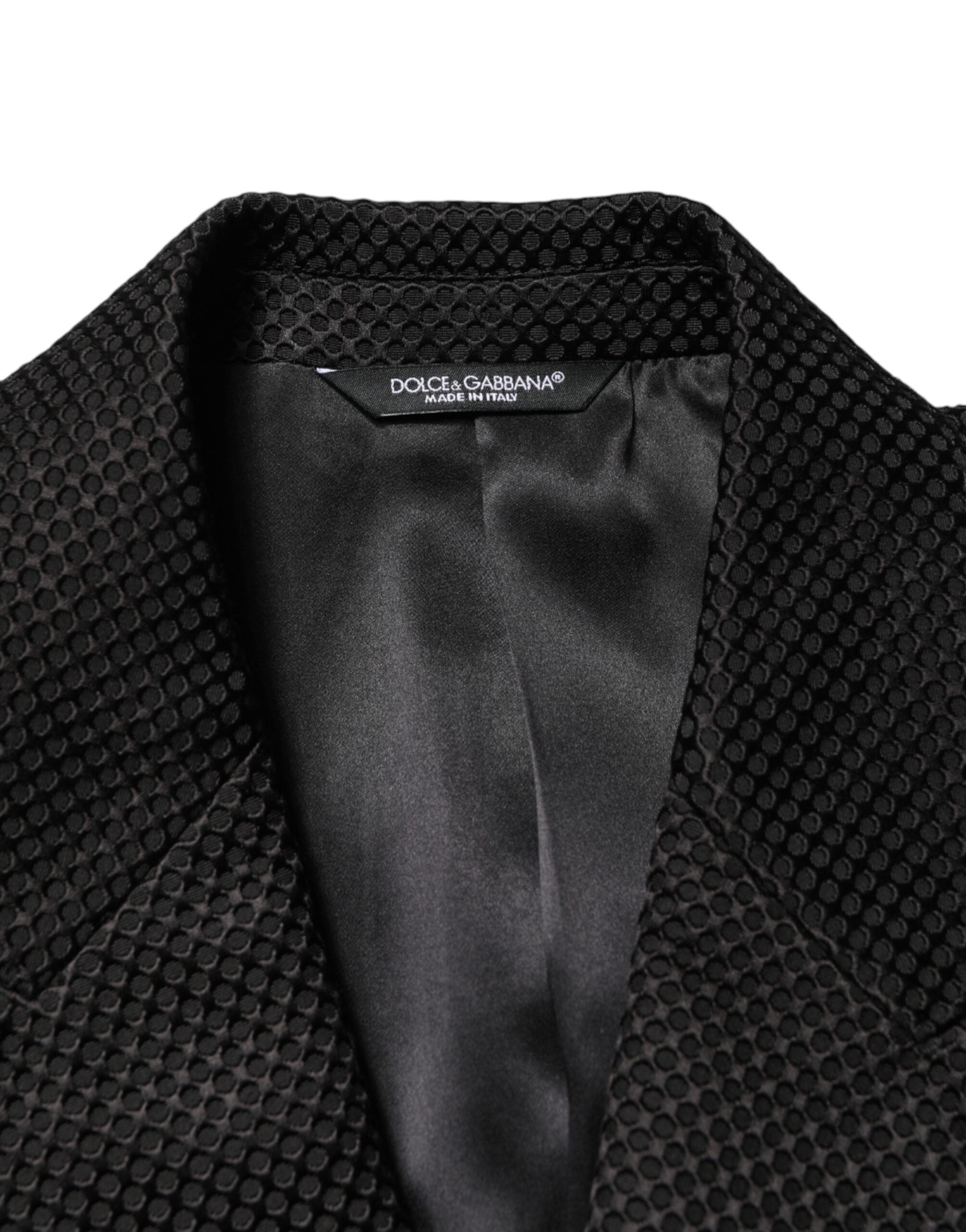 Dolce & Gabbana Black Cotton Double Breasted 2 Button Men's Blazer