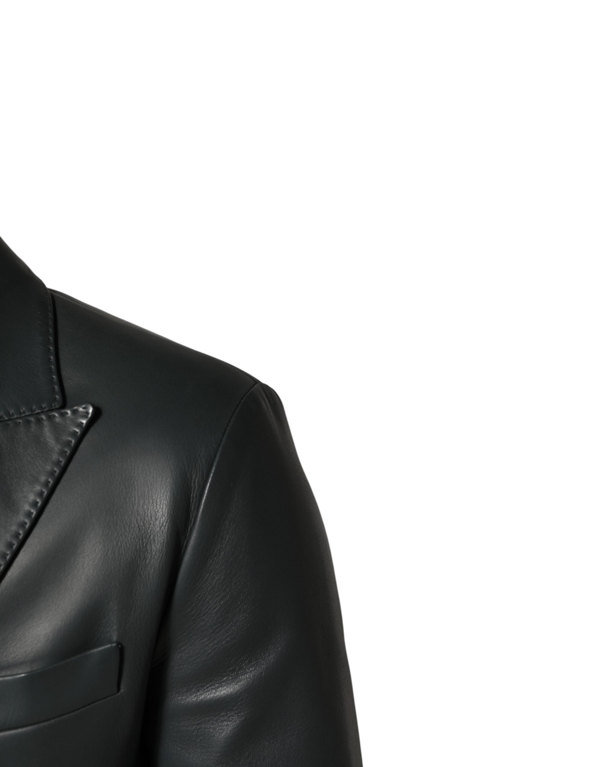 Dolce & Gabbana Dark Gray Leather Double Breasted 2Button Men's Blazer (Pre-Owned)