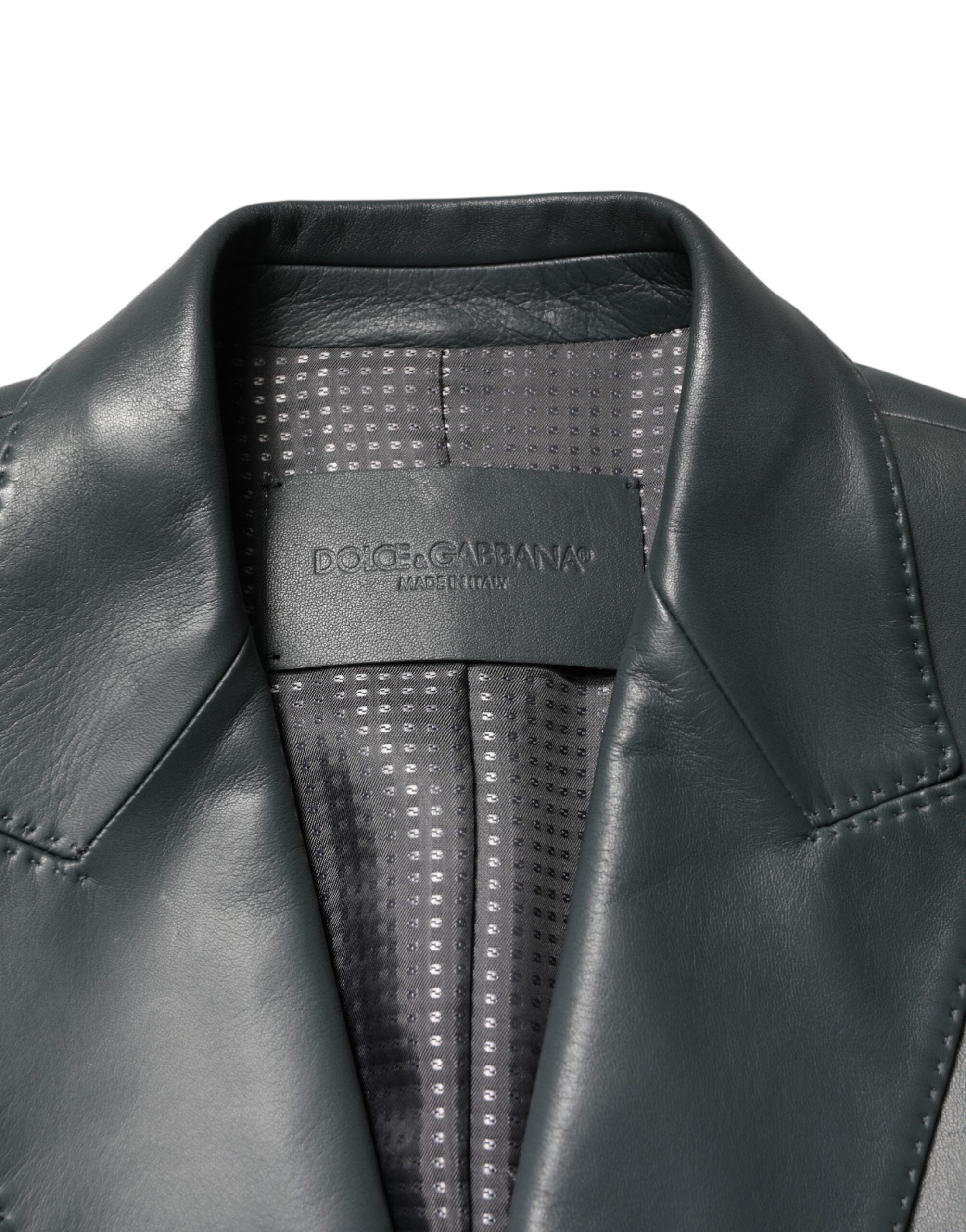 Dolce & Gabbana Dark Gray Leather Double Breasted 2Button Men's Blazer (Pre-Owned)