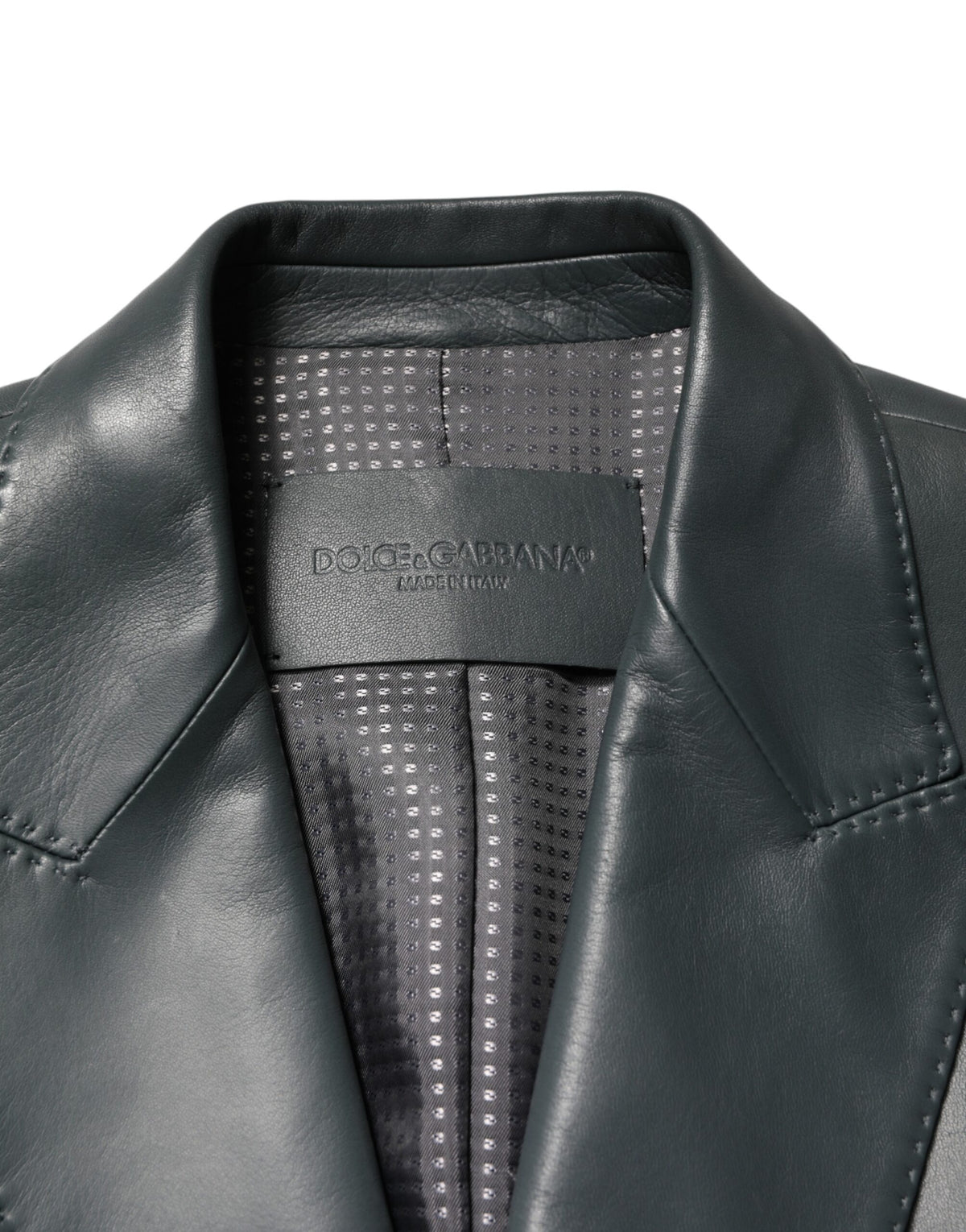 Dolce & Gabbana Dark Gray Leather Double Breasted 2Button Men's Blazer (Pre-Owned)