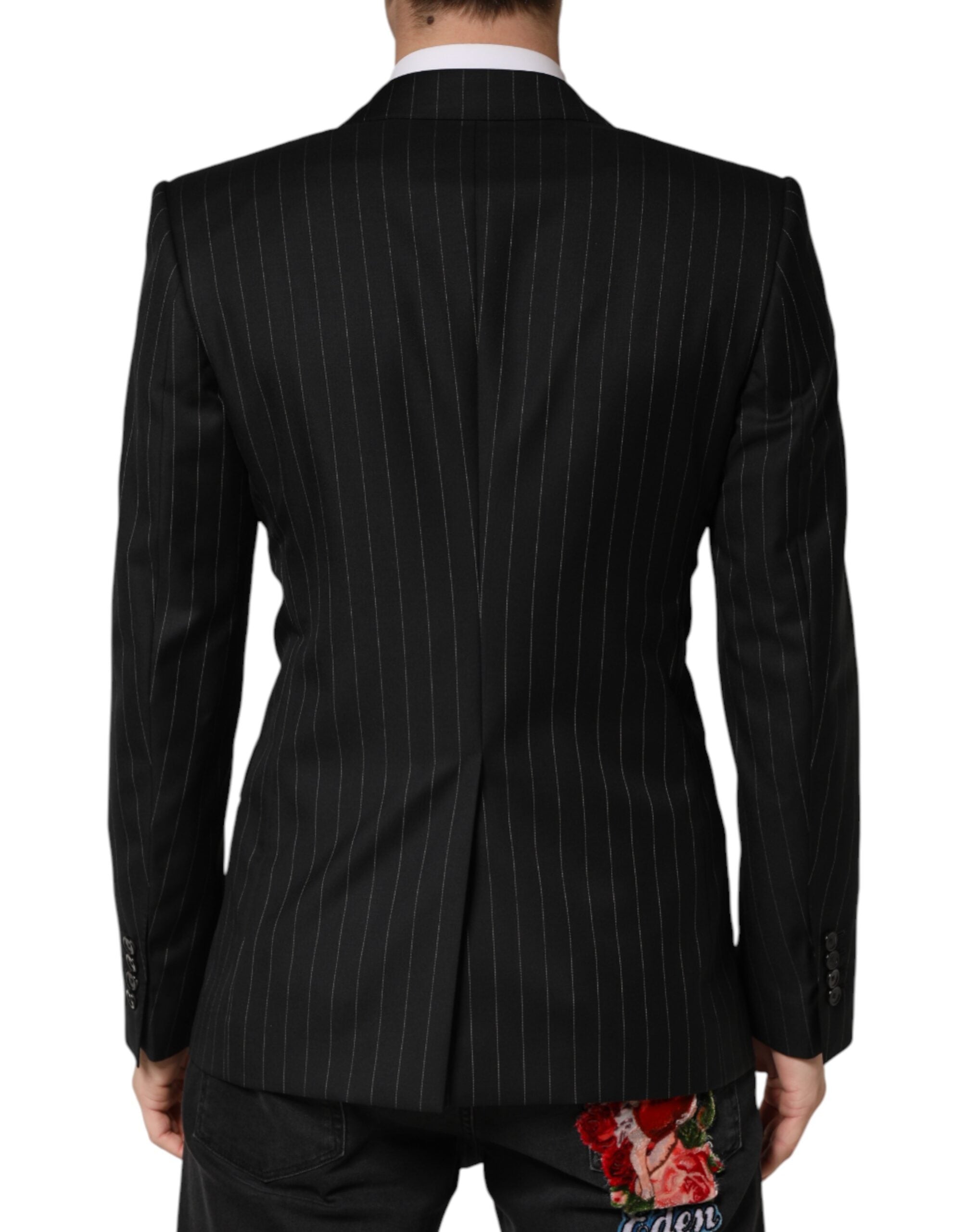Dolce & Gabbana Dark Gray Stripes Double Breasted 2Button Men's Blazer