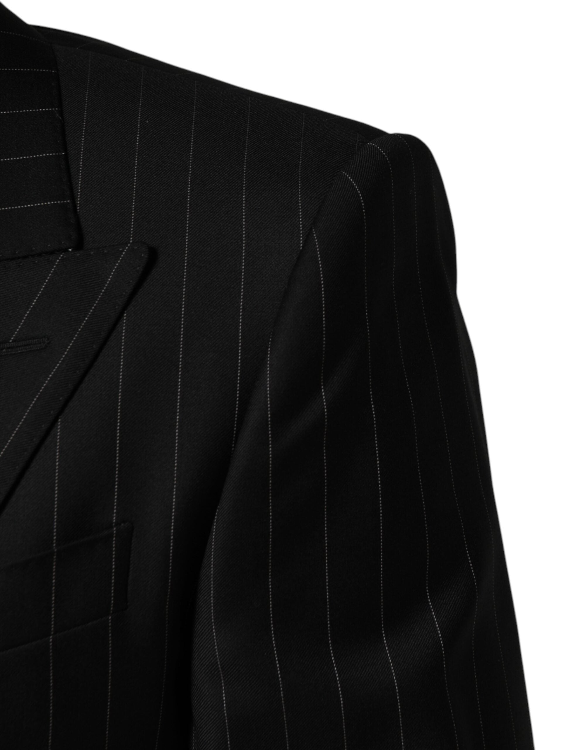 Dolce & Gabbana Dark Gray Stripes Double Breasted 2Button Men's Blazer
