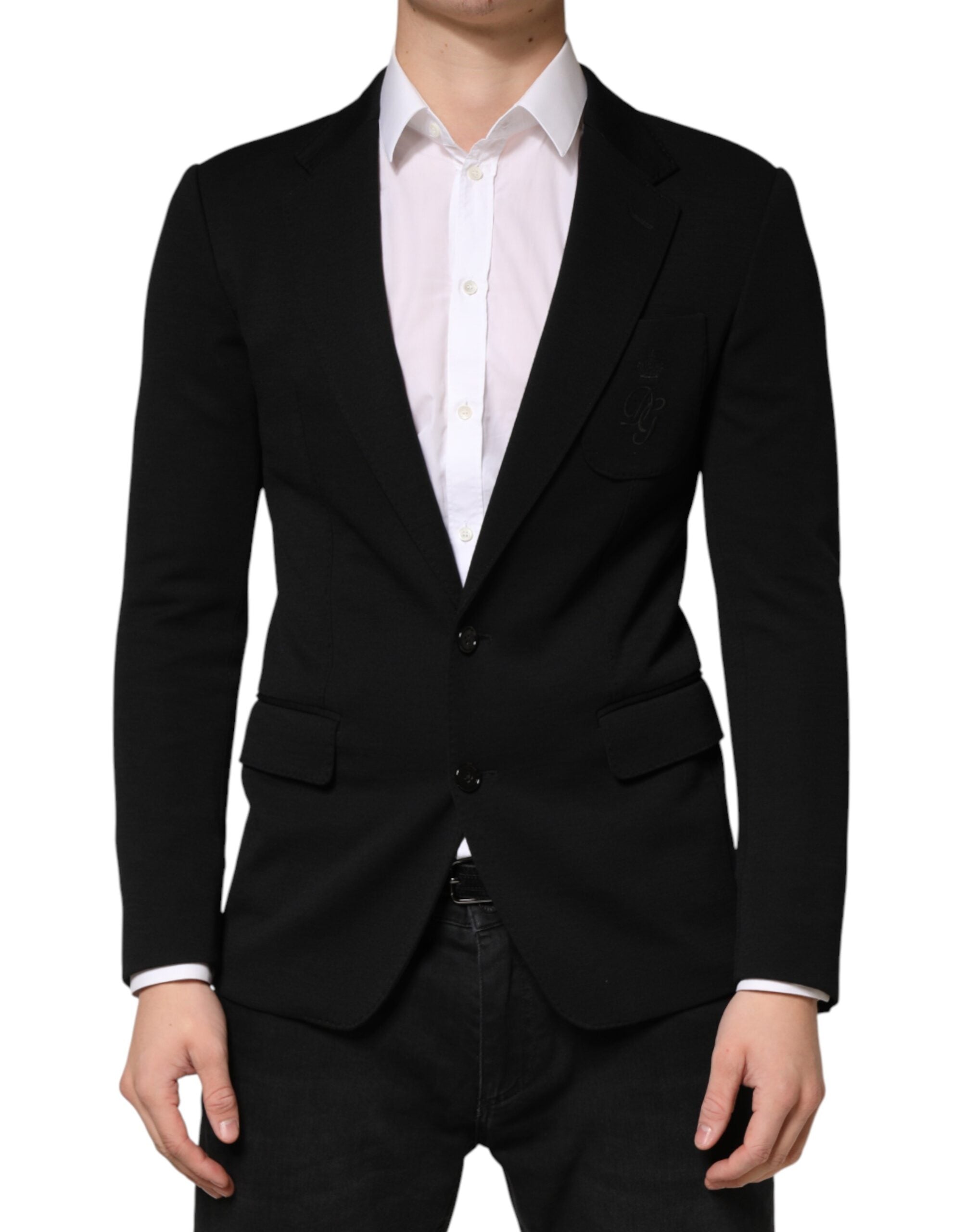 Dolce & Gabbana Black Wool Single Breasted 2 Button Men's Blazer