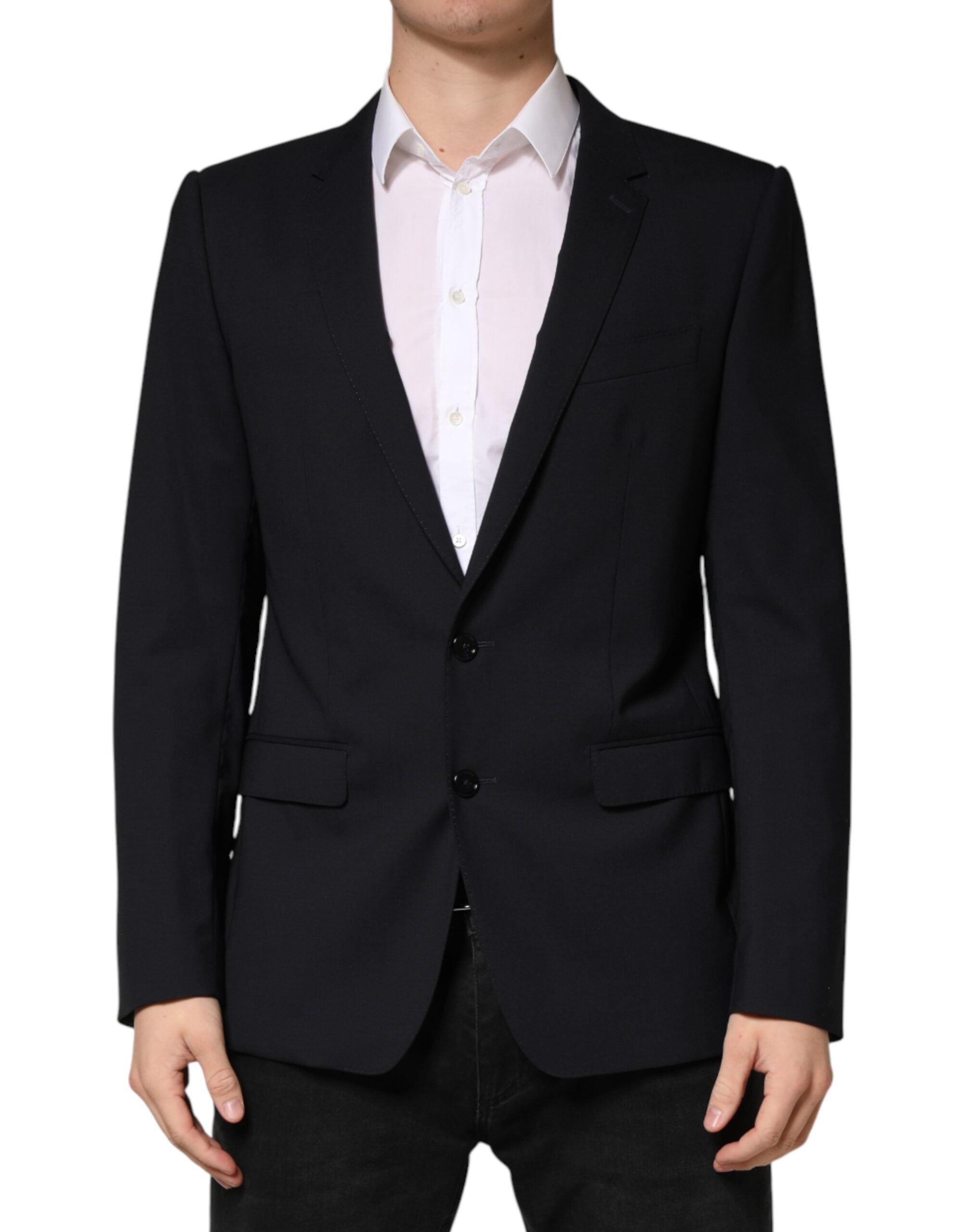 Dolce & Gabbana Dark Blue Wool Single Breasted 2 Button Men's Blazer