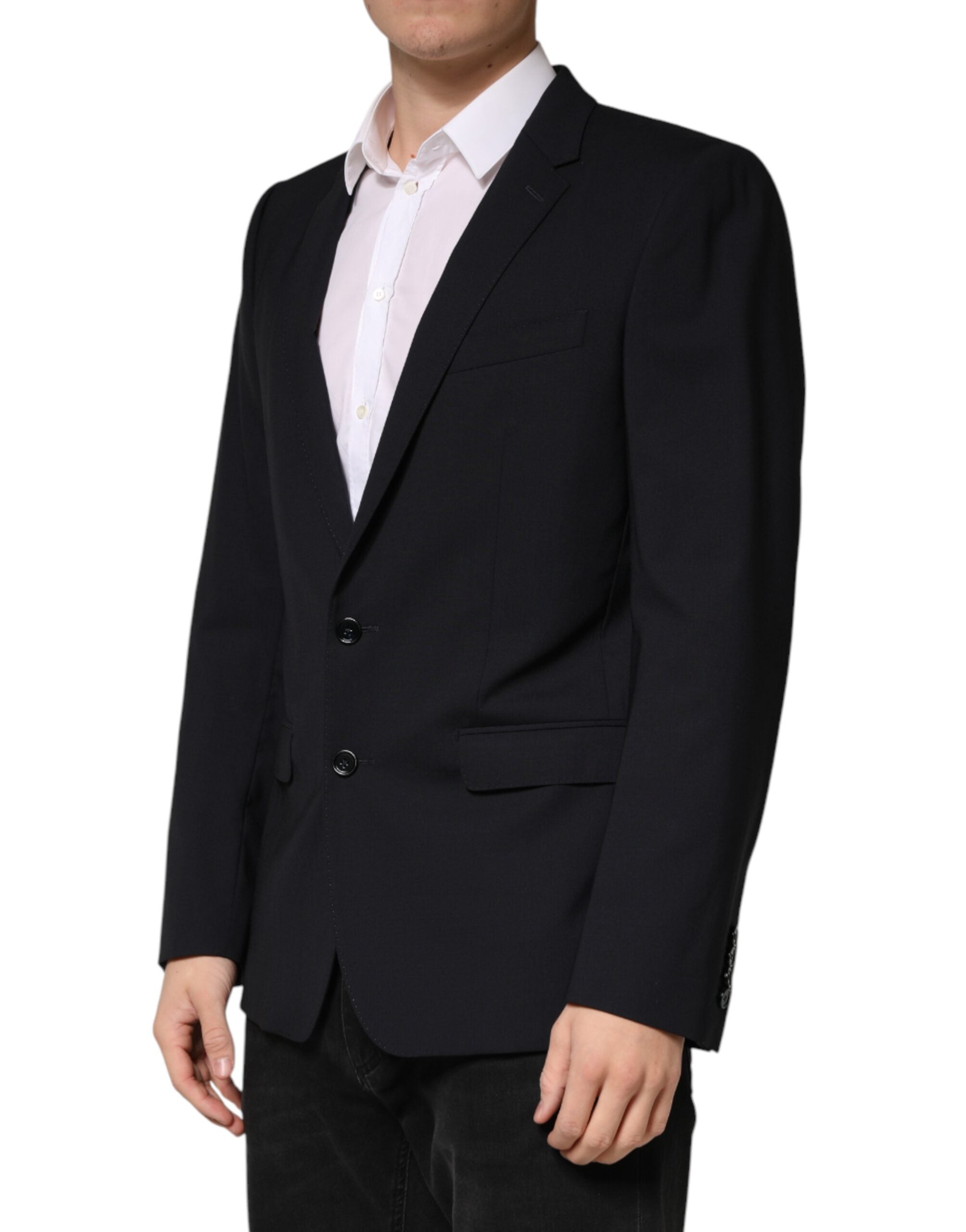 Dolce & Gabbana Dark Blue Wool Single Breasted 2 Button Men's Blazer