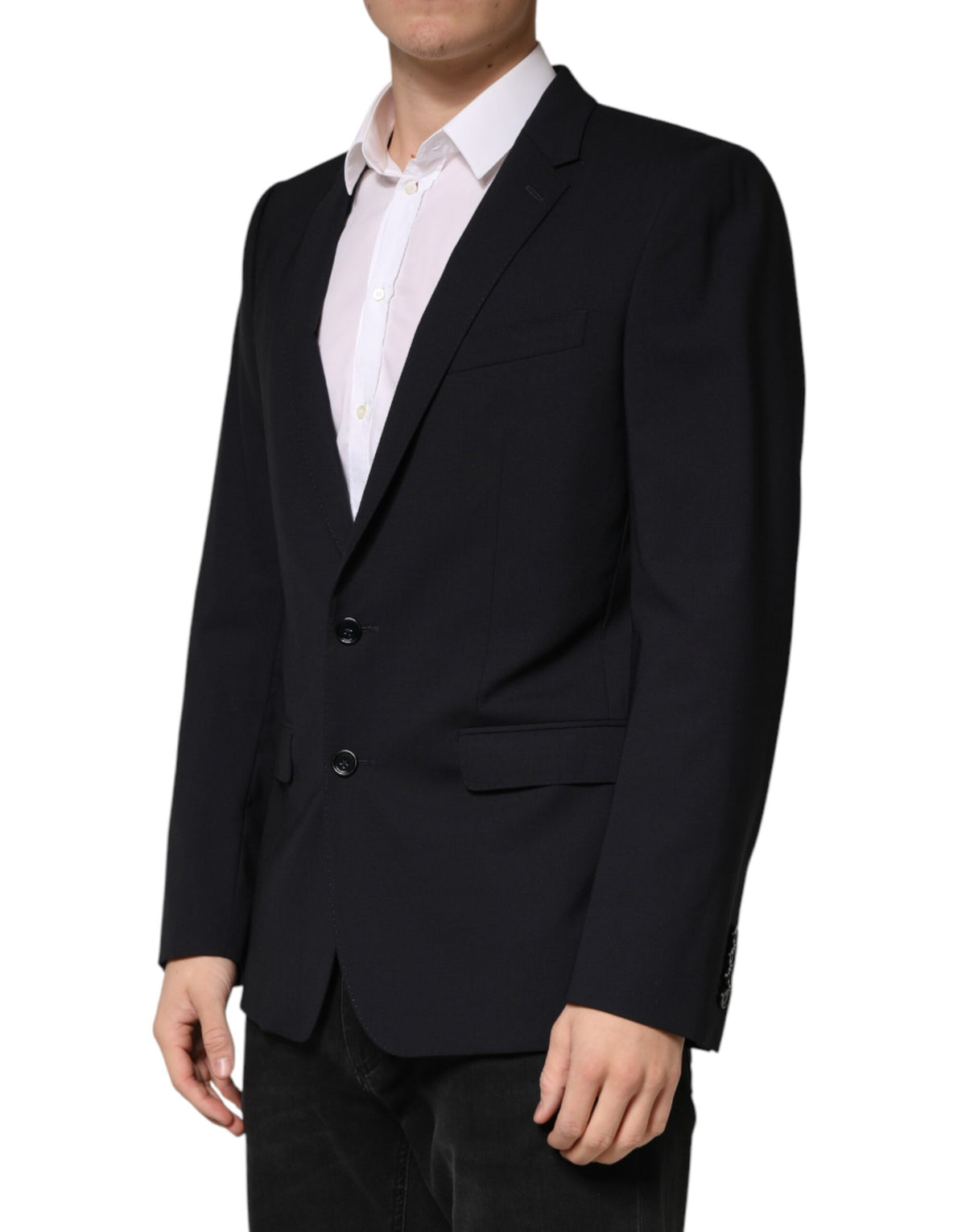 Dolce & Gabbana Dark Blue Wool Single Breasted 2 Button Men's Blazer