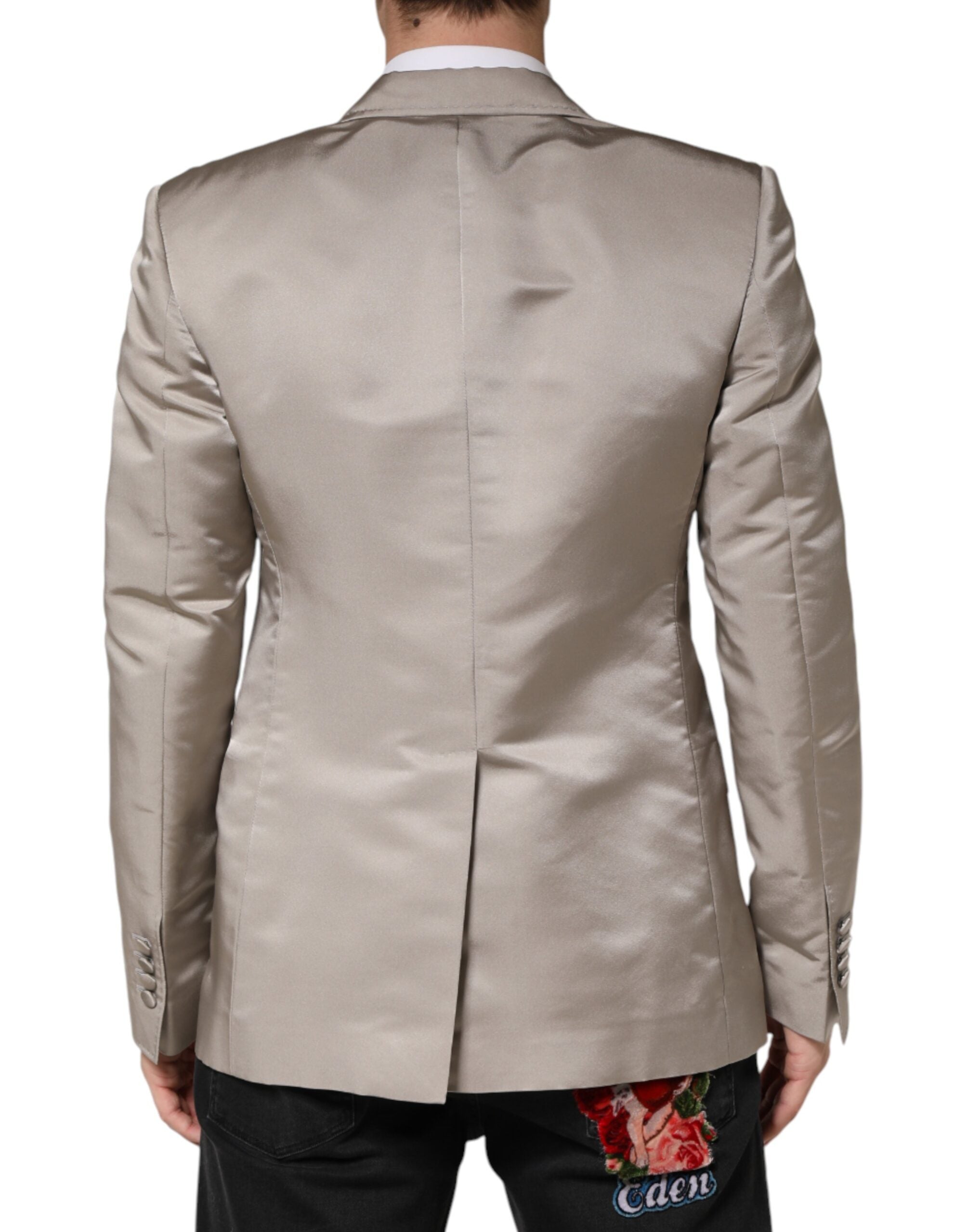 Dolce & Gabbana Beige Silk Single Breasted Jacket Men Men's Blazer