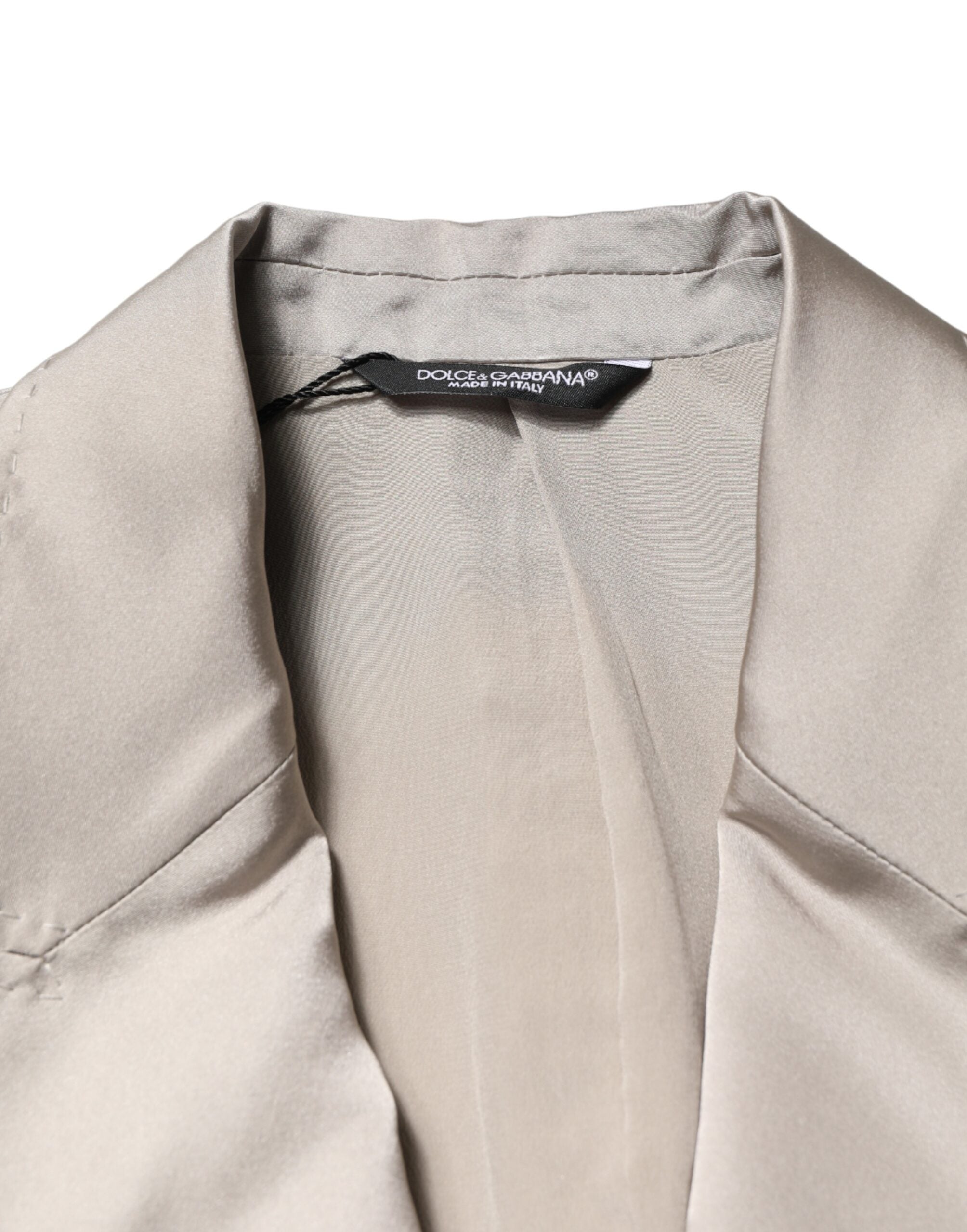 Dolce & Gabbana Beige Silk Single Breasted Jacket Men Men's Blazer