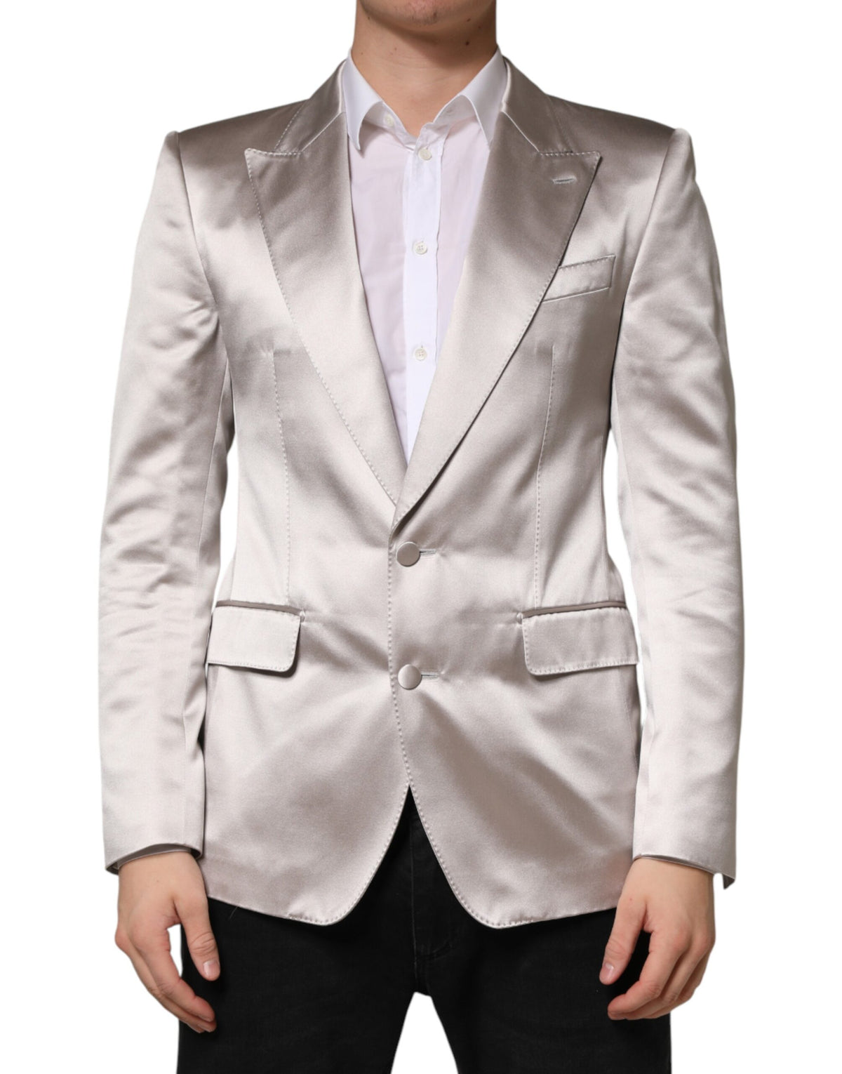 Dolce & Gabbana Silver SICILIA Single Breasted Jacket Men's Blazer (Pre-Owned)
