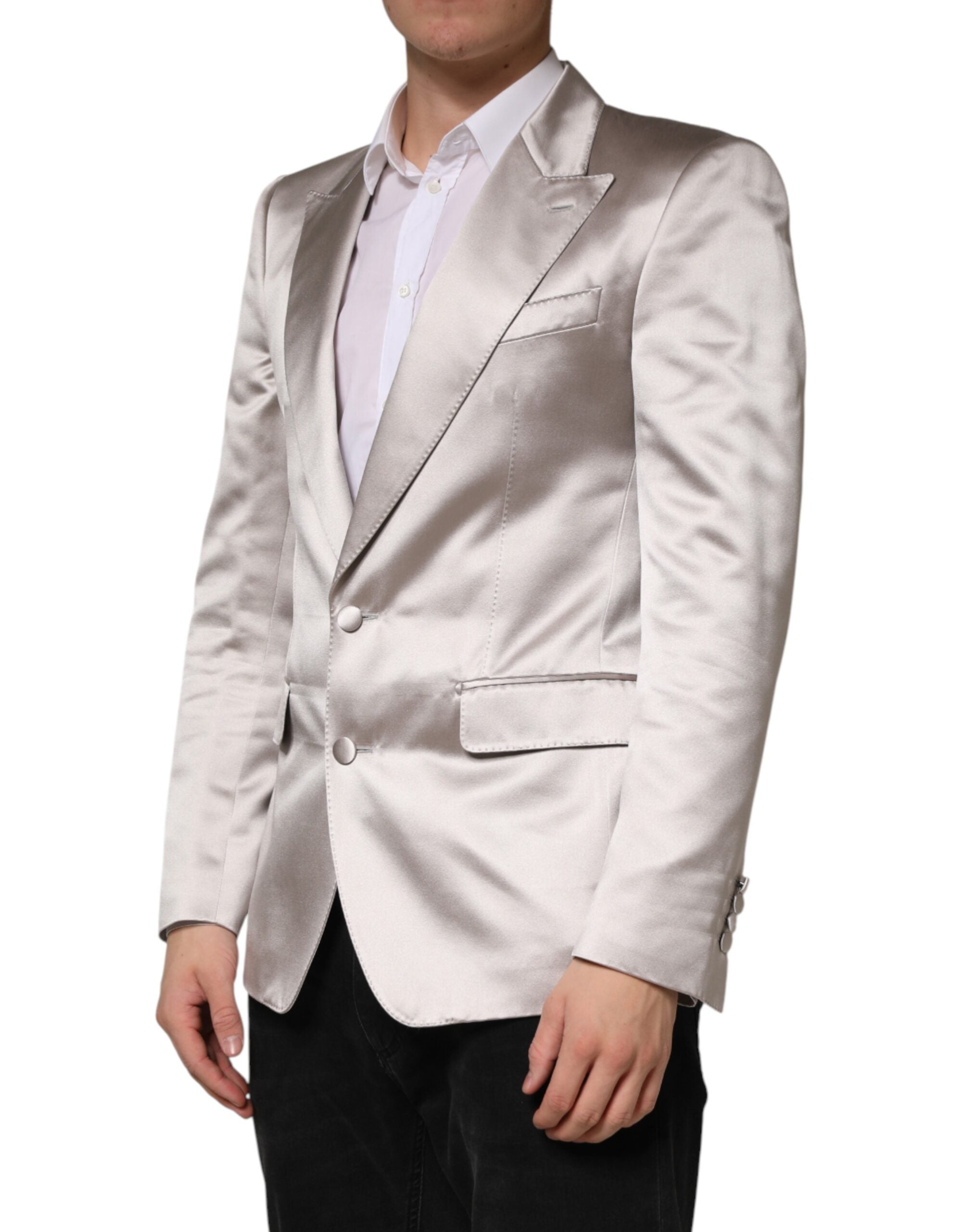 Dolce & Gabbana Silver SICILIA Single Breasted Jacket Men's Blazer (Pre-Owned)