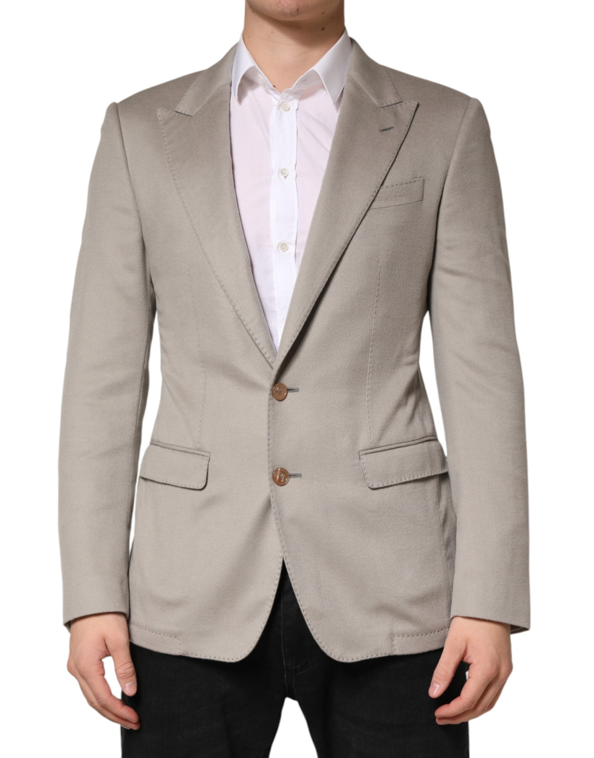 Dolce & Gabbana Gray Cashmere Single Breasted Jacket Men's Blazer (Pre-Owned)