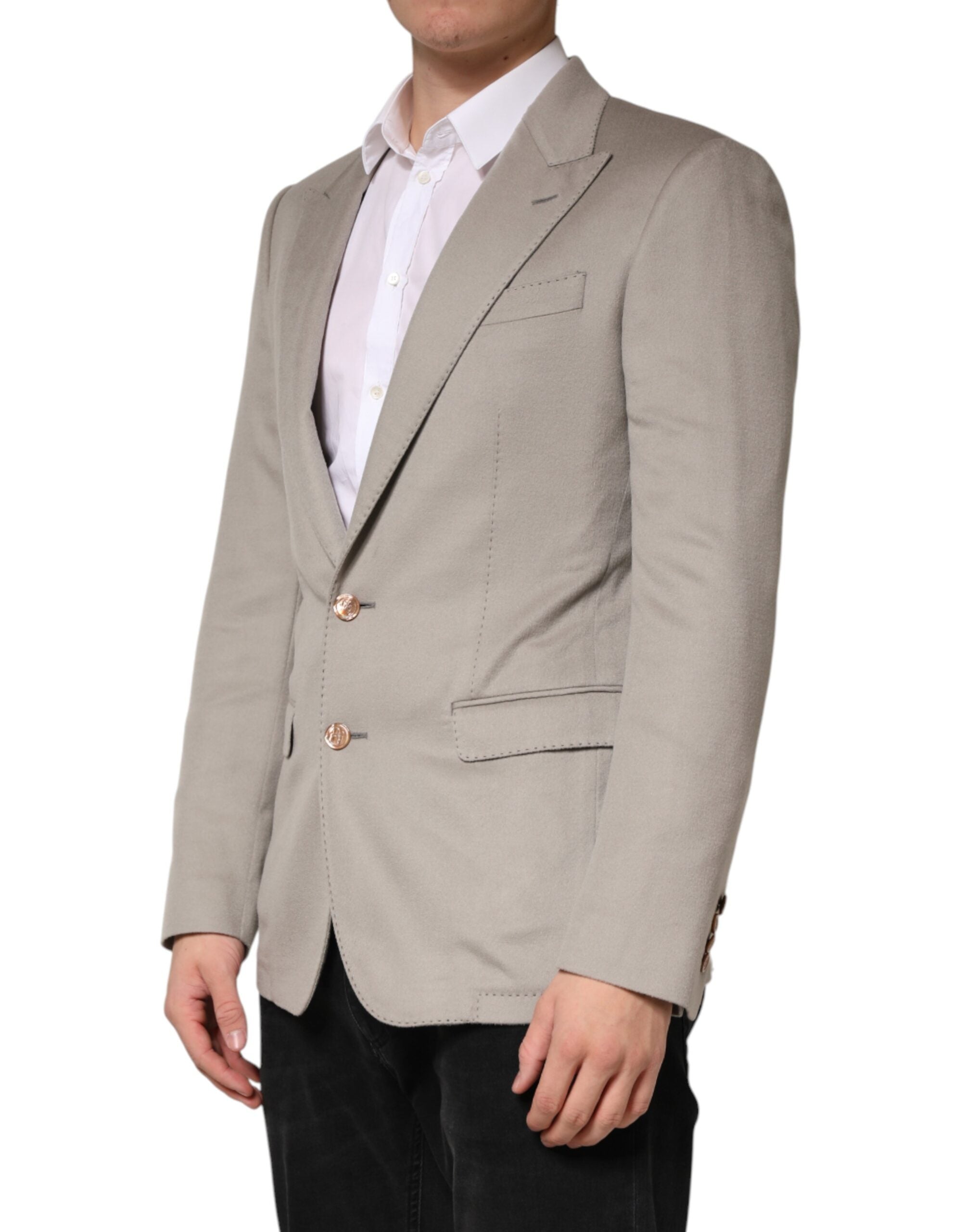 Dolce & Gabbana Gray Cashmere Single Breasted Jacket Men's Blazer (Pre-Owned)