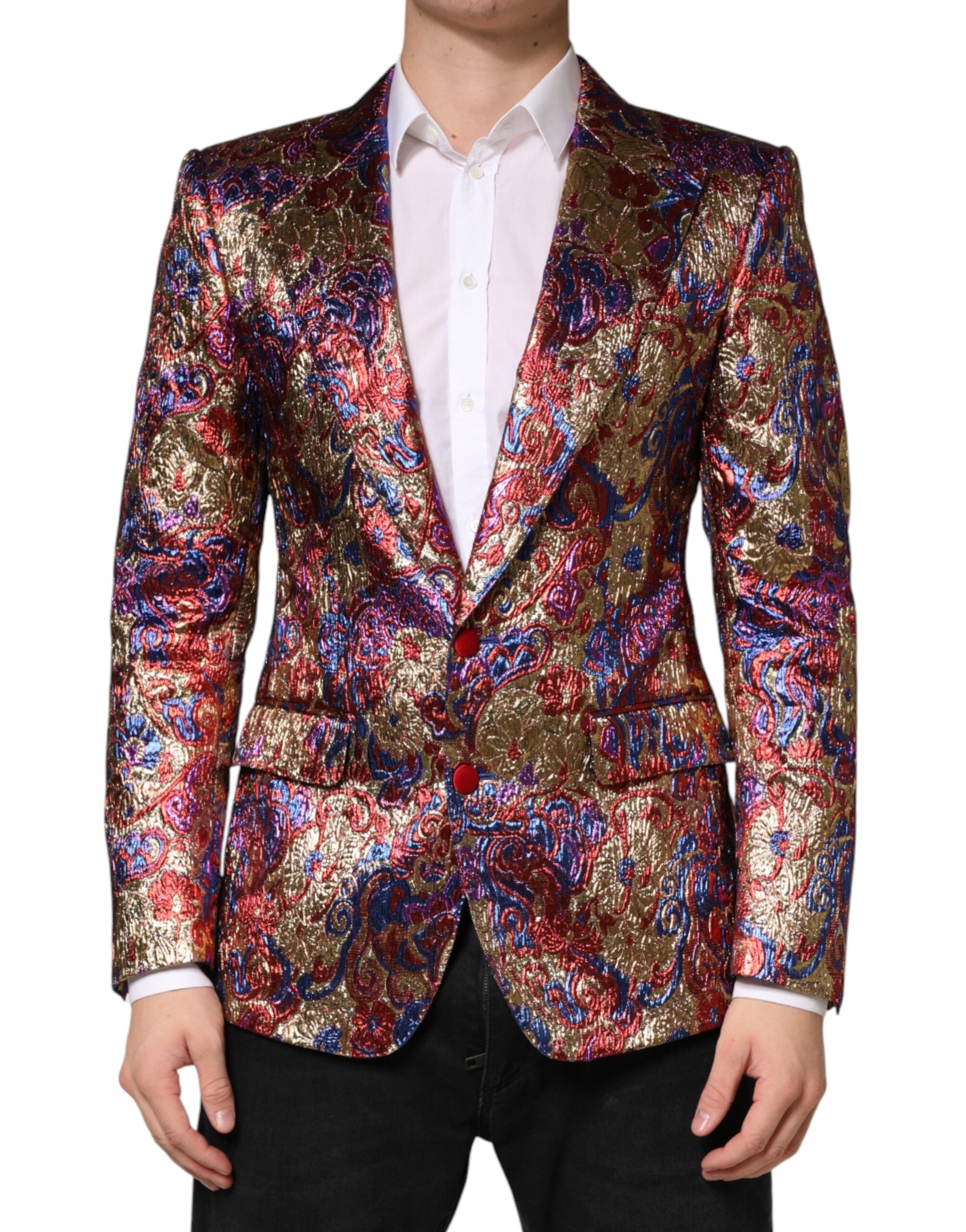 Dolce & Gabbana Multicolor Jacquard Single Breasted Men's Blazer
