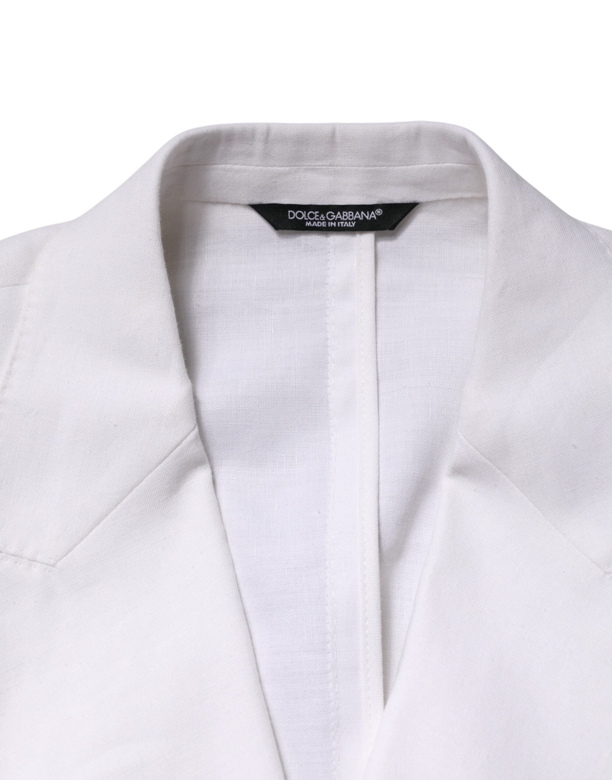 Dolce & Gabbana White Linen Double Breasted 2 Button Men's Blazer (Pre-Owned)