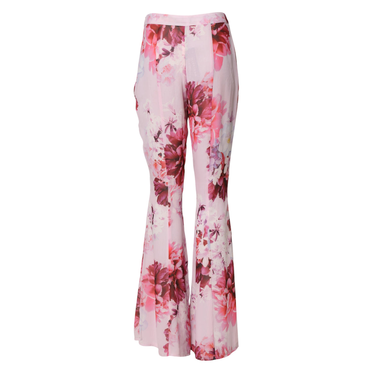 Guess By Marciano Pink Floral Flared High Waist Trouser Women's Pants (Pre-Owned)