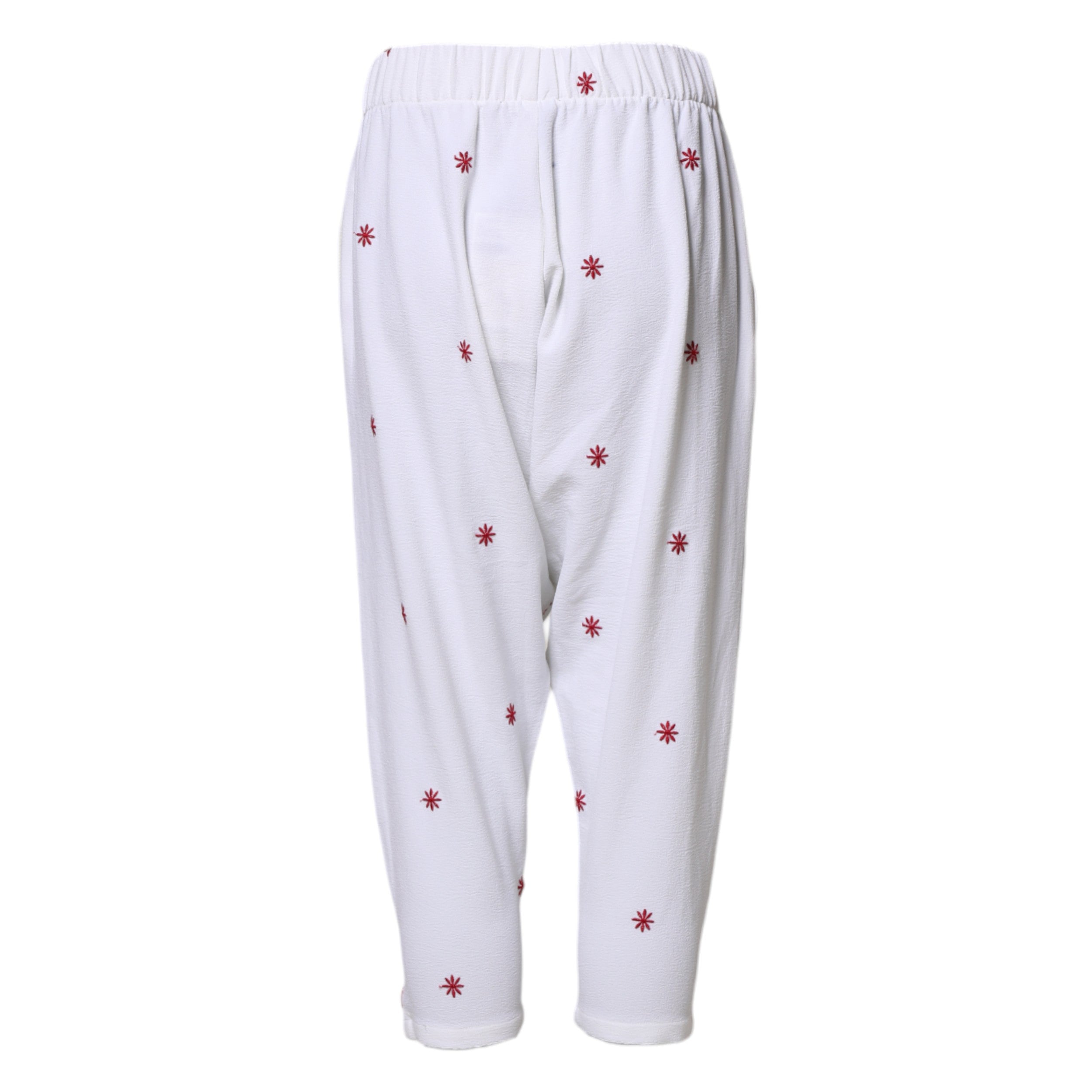 Department 5 White Floral Tapered High Waist Cropped Women's Pants (Pre-Owned)