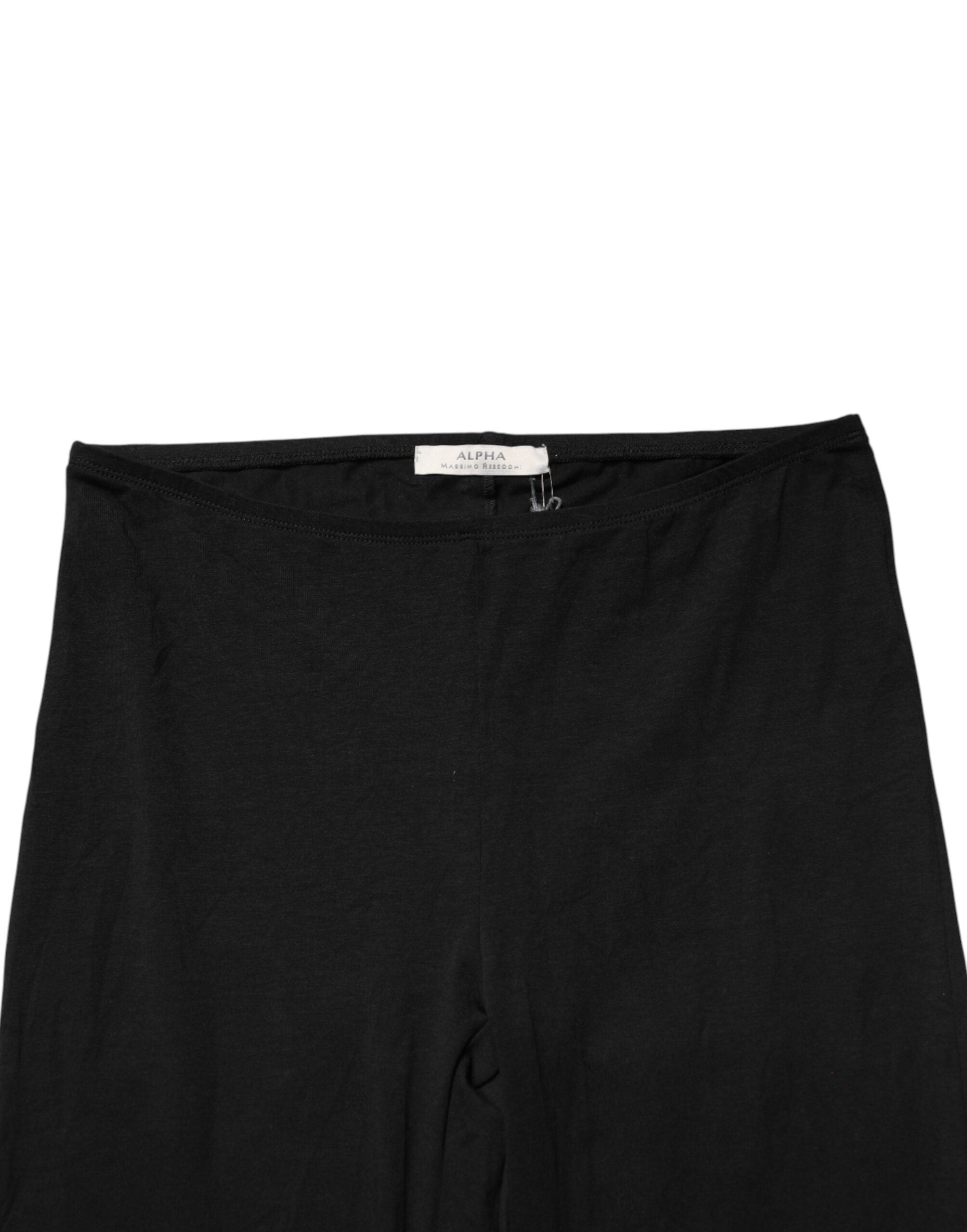 Alpha Massimo Rebecchi Black Skinny Mid Waist Leggings Cropped Trouser Women's Pants